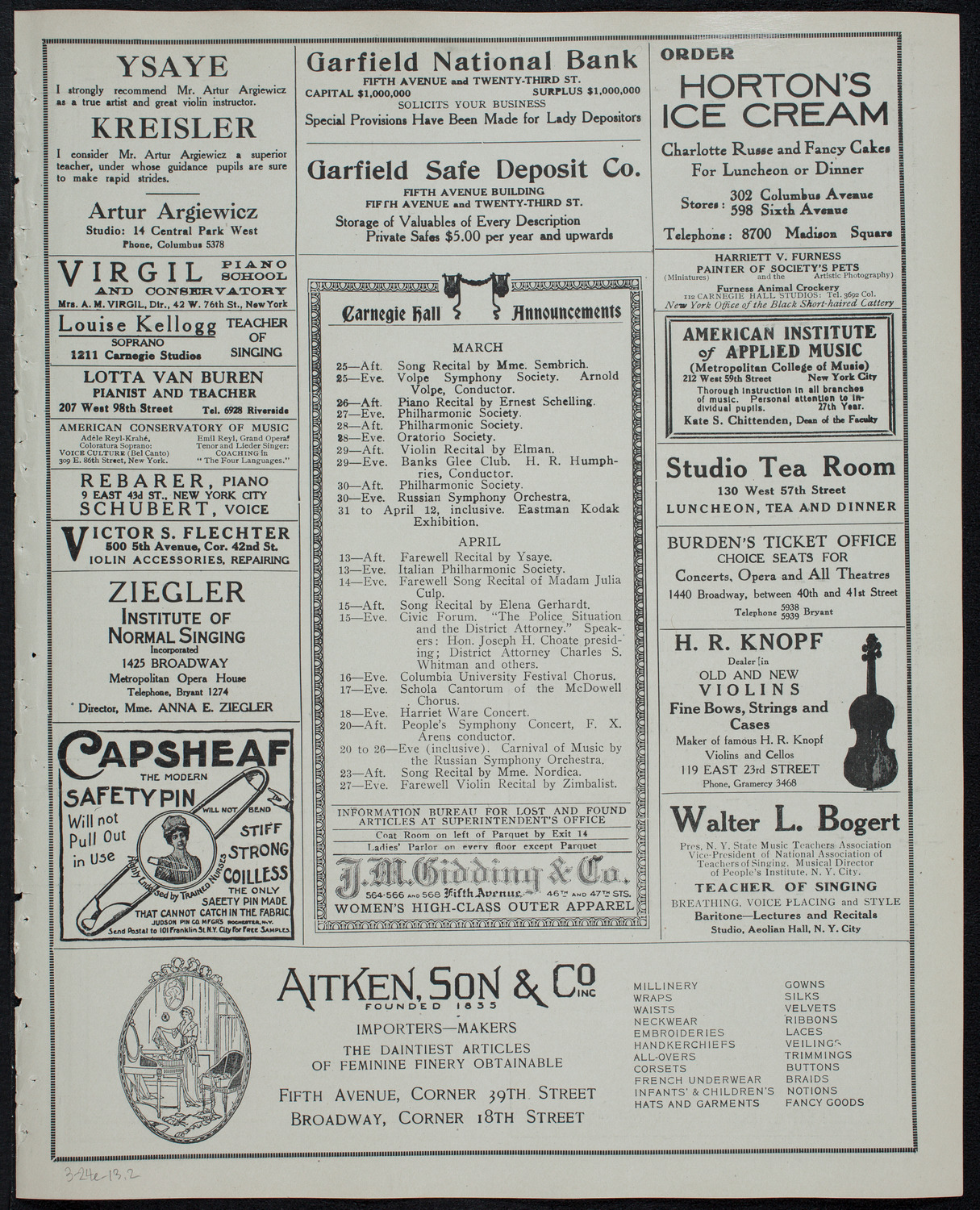 Jewish Philharmonic Society, March 24, 1913, program page 3