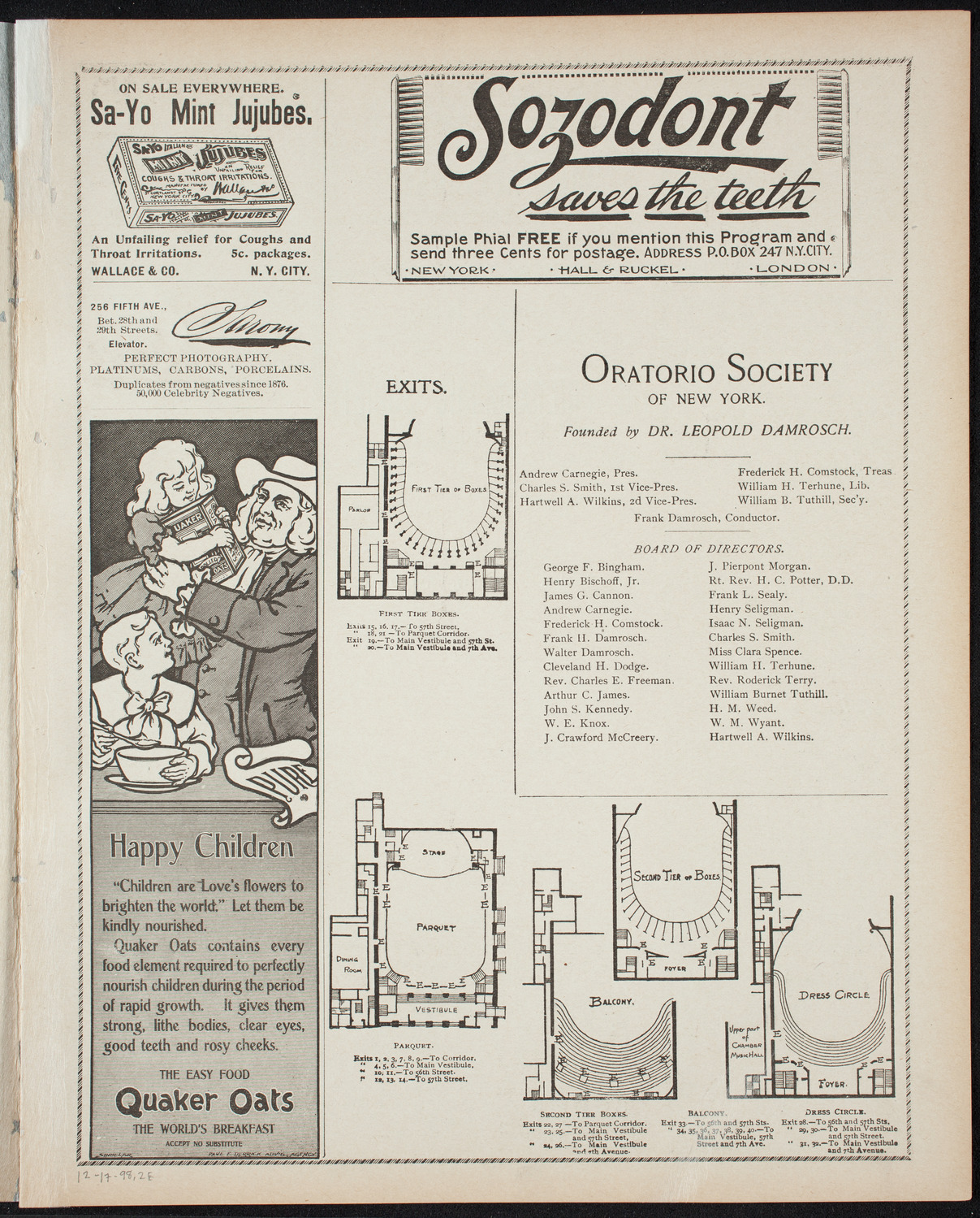 New York Philharmonic, December 17, 1898, program page 3