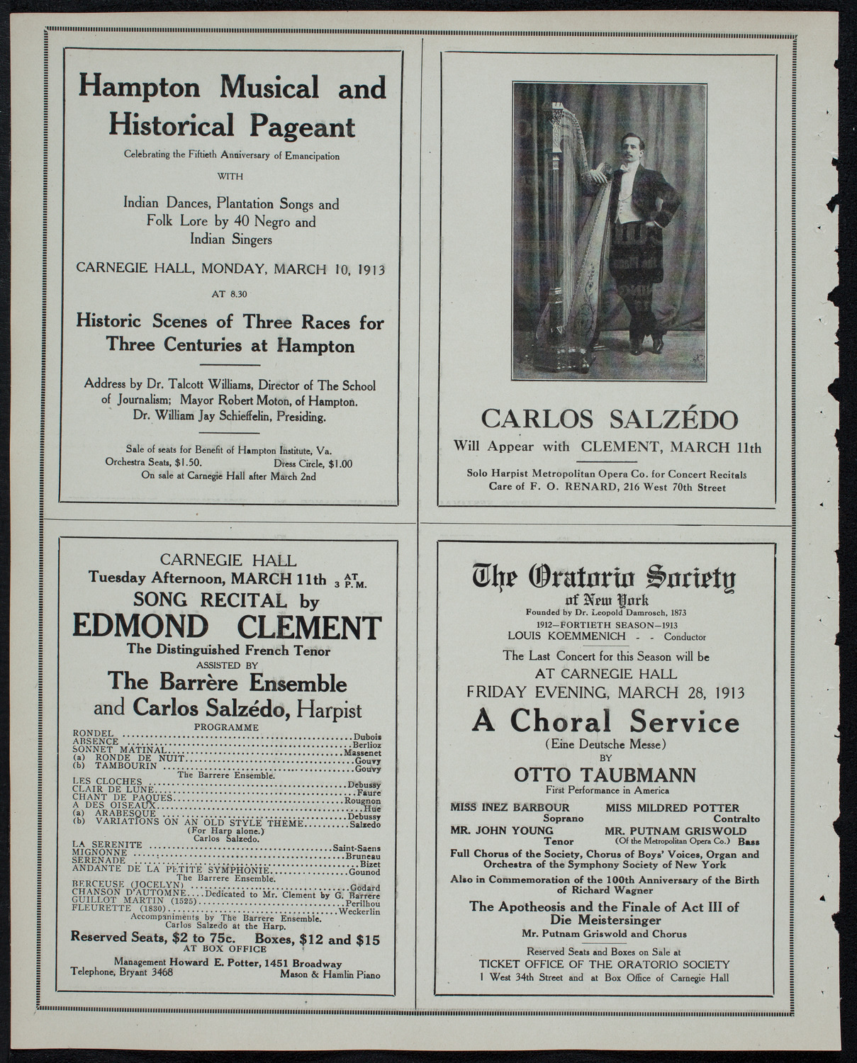 New York Philharmonic, March 9, 1913, program page 10