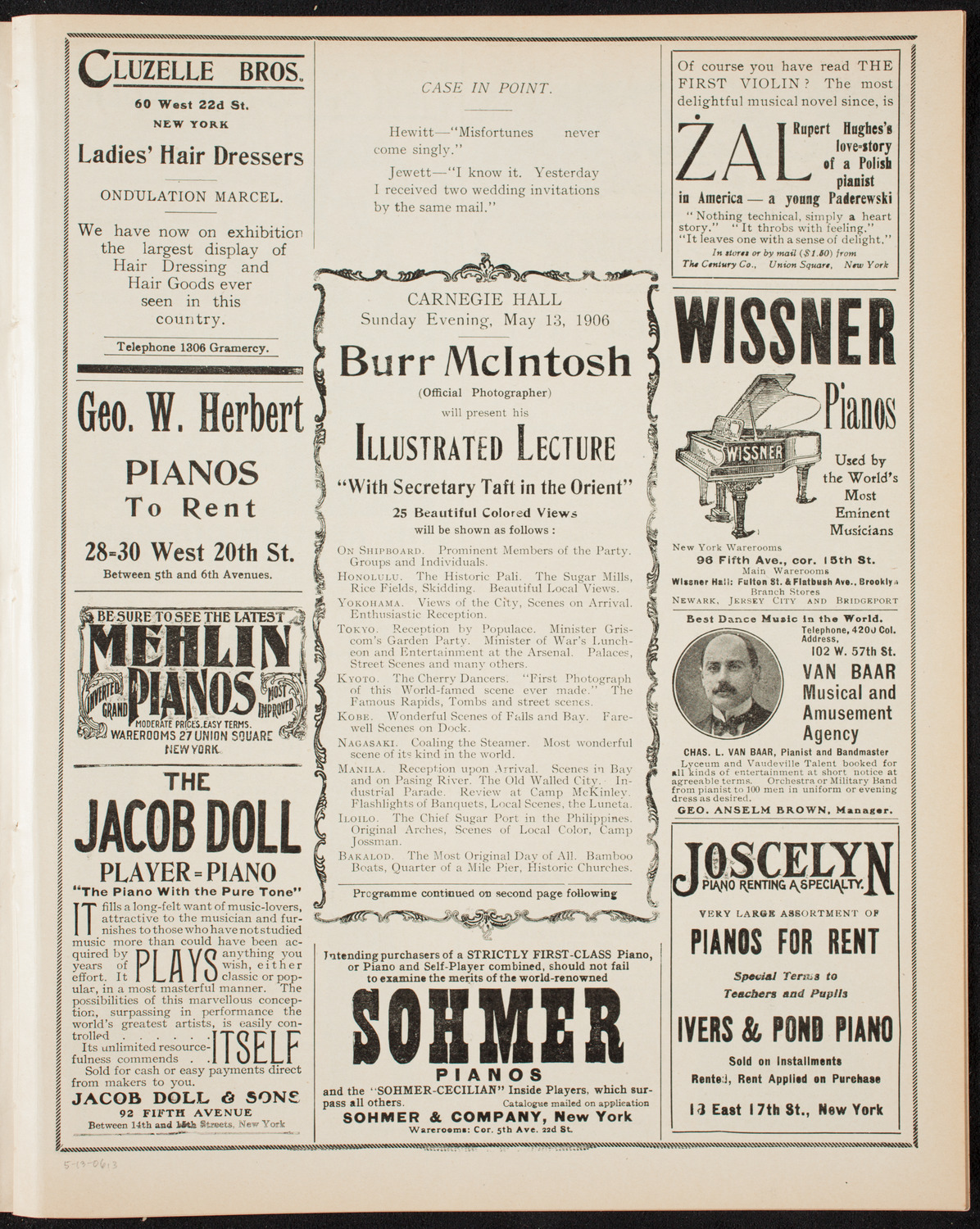 Lecture by Burr McIntosh, May 13, 1906, program page 5