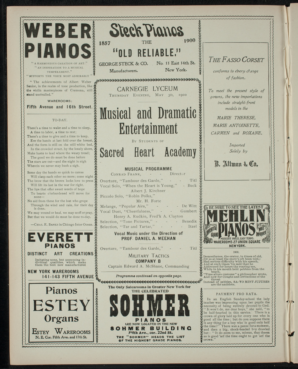 Musical and Dramatic Entertainment by Students of Sacred Heart Academy, May 3, 1900, program page 2