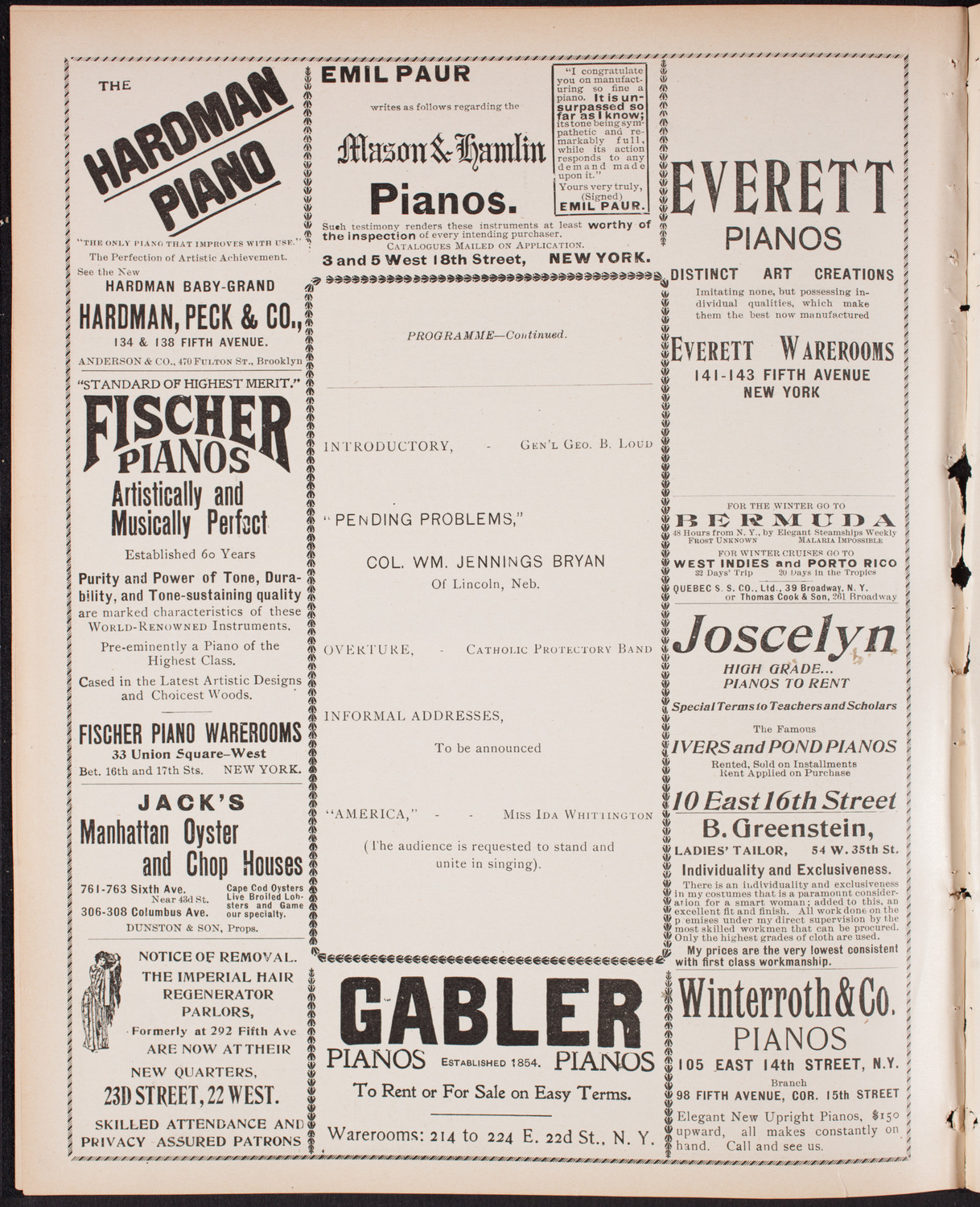 Patriotic Demonstration/ Benefit: Winfield Scott Hancock Post No.259, February 7, 1900, program page 6