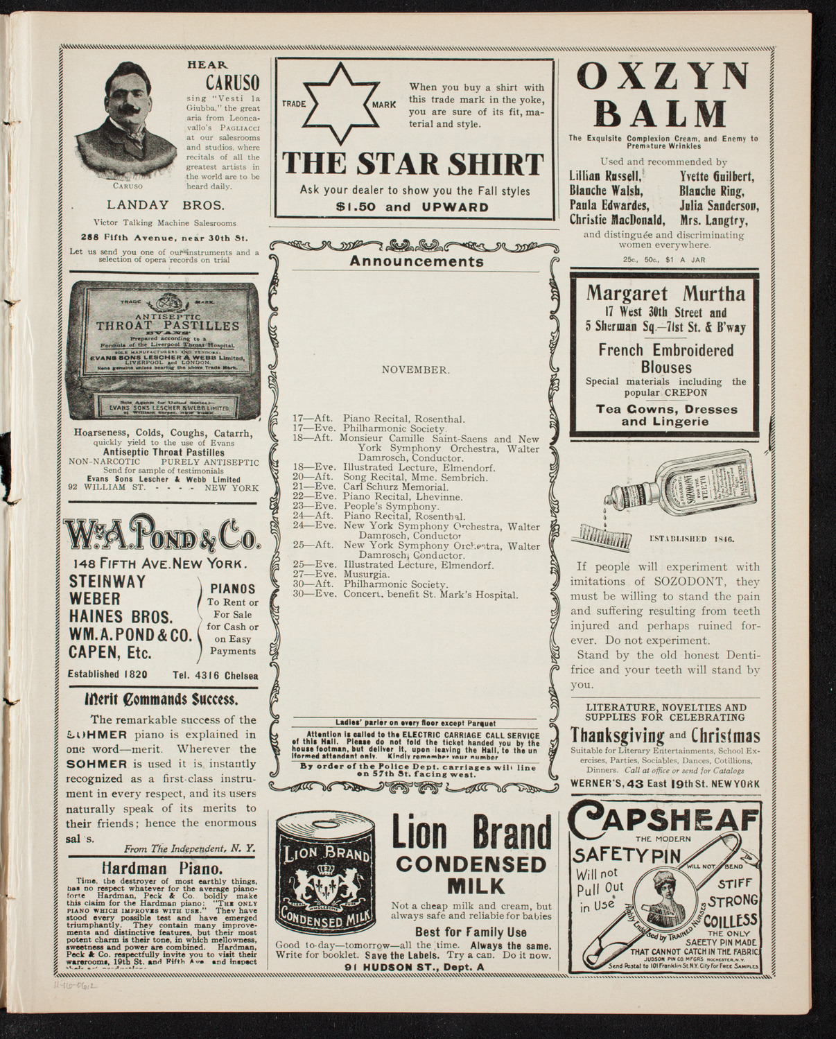 New York Philharmonic, November 16, 1906, program page 3