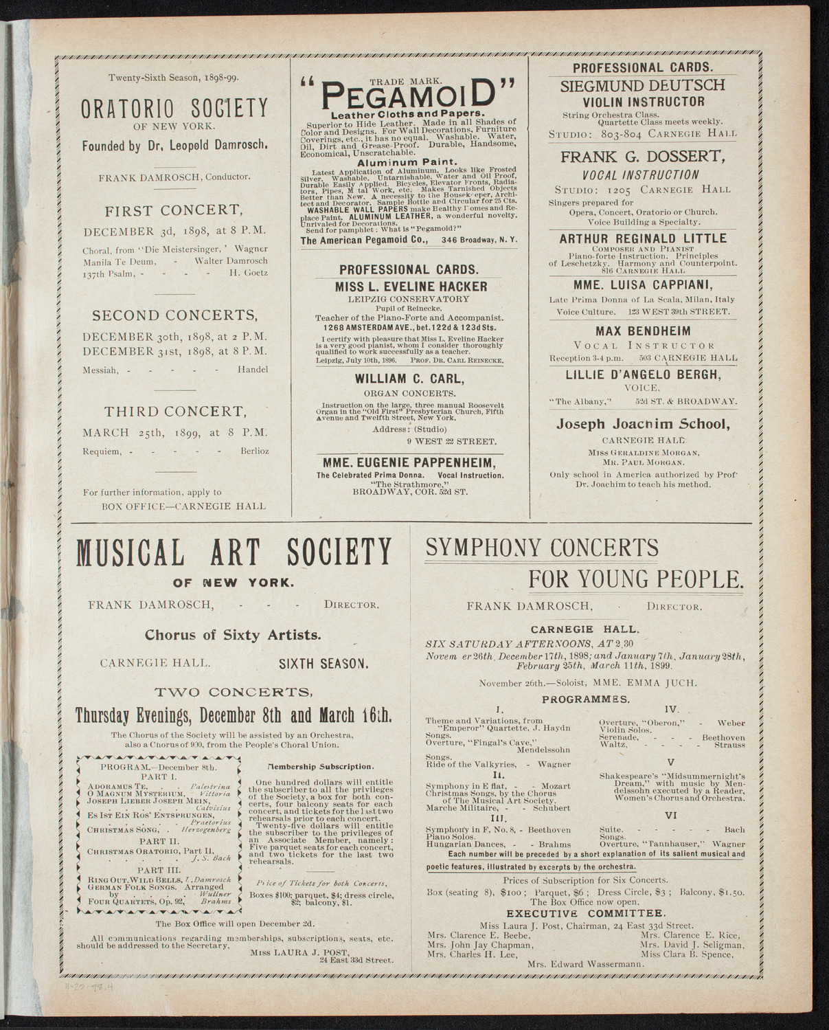 New York Philharmonic, November 25, 1898, program page 7