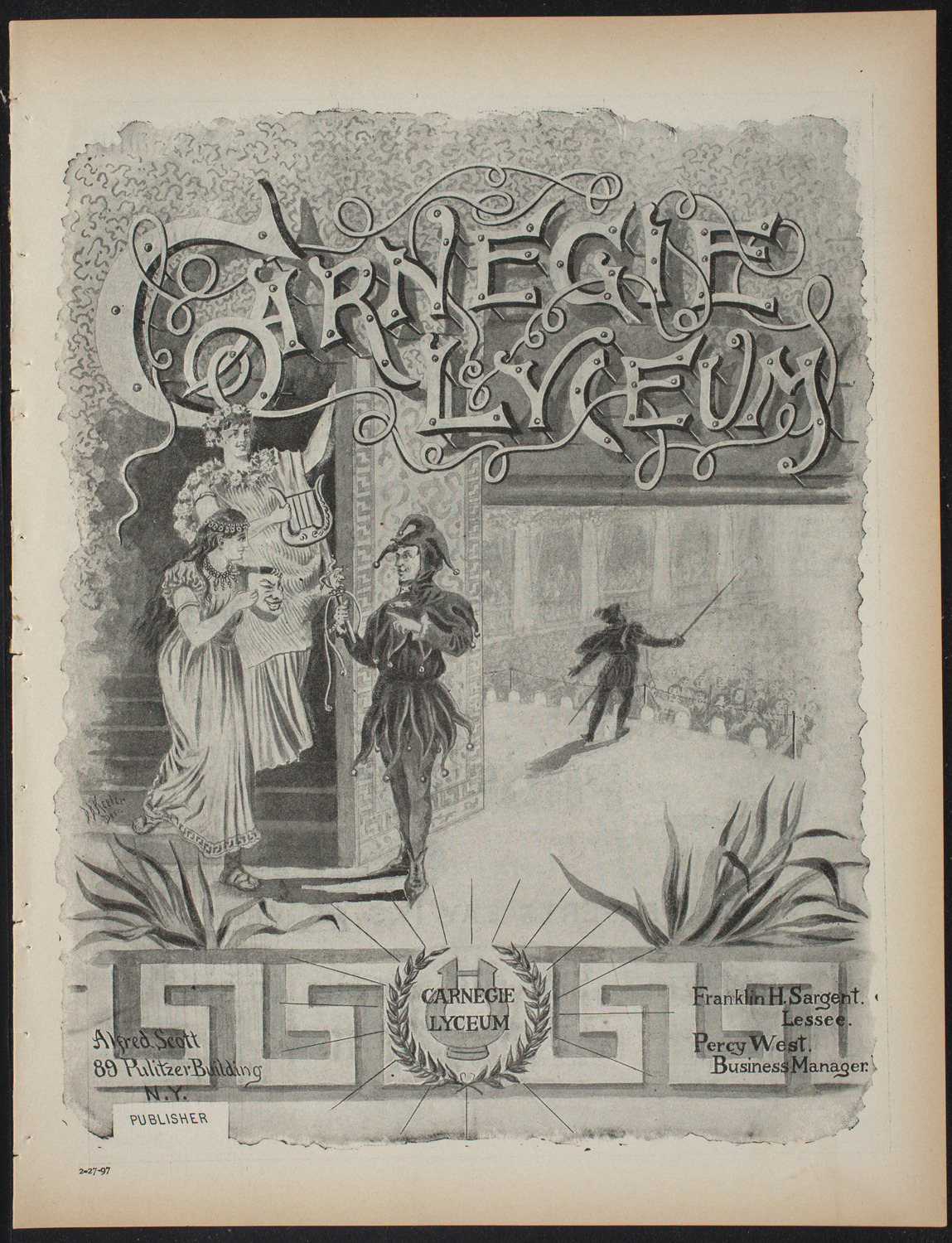 Saturday Morning Conferences on Comparative Literature, February 27, 1897, program page 1