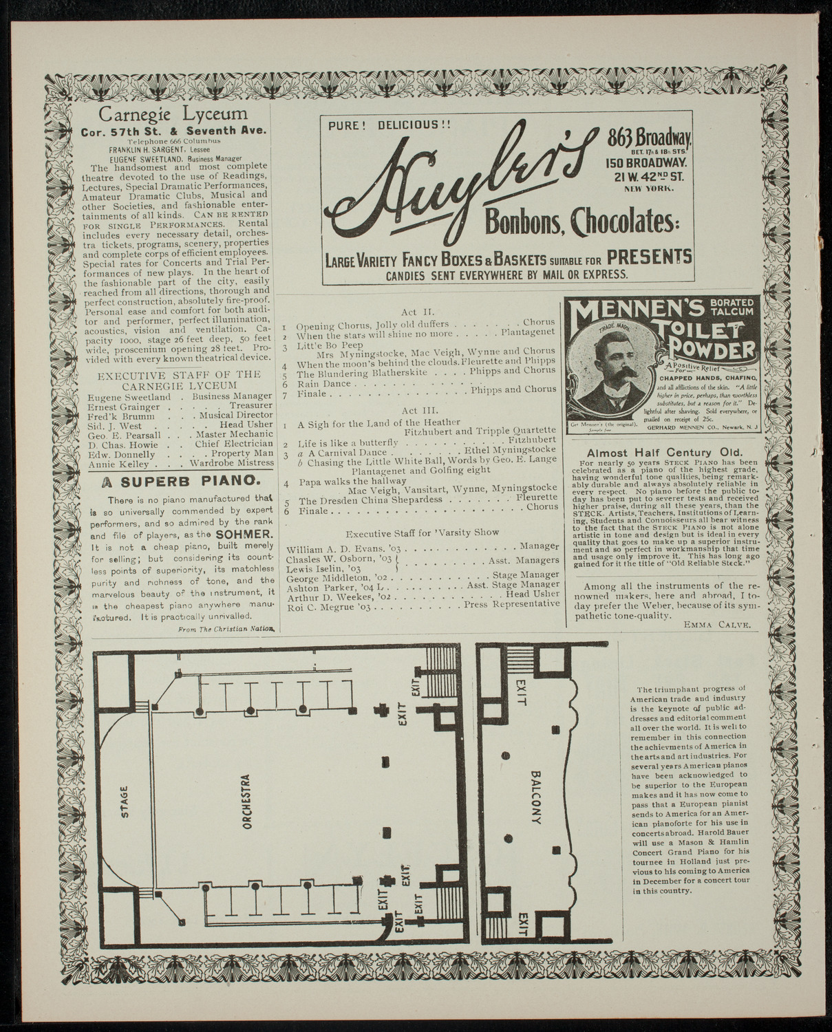 Columbia University Varsity Show, February 12, 1902, program page 4