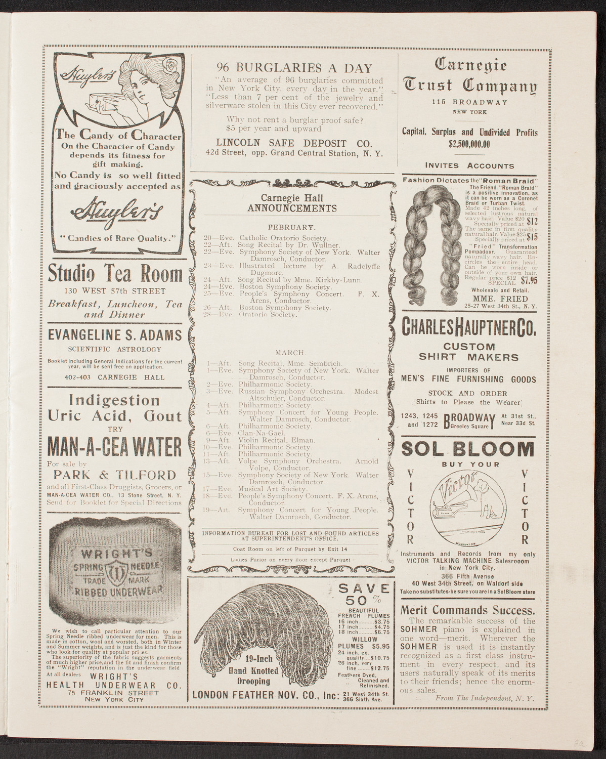 Maine Memorial Service, February 20, 1910, program page 3