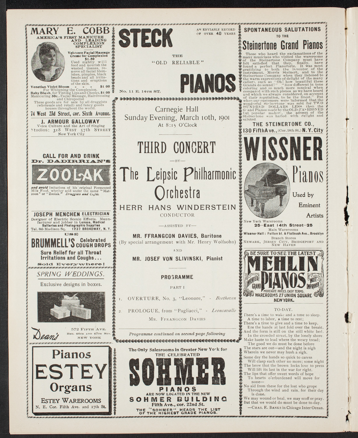 Leipzig Philharmonic Orchestra, March 10, 1901, program page 4