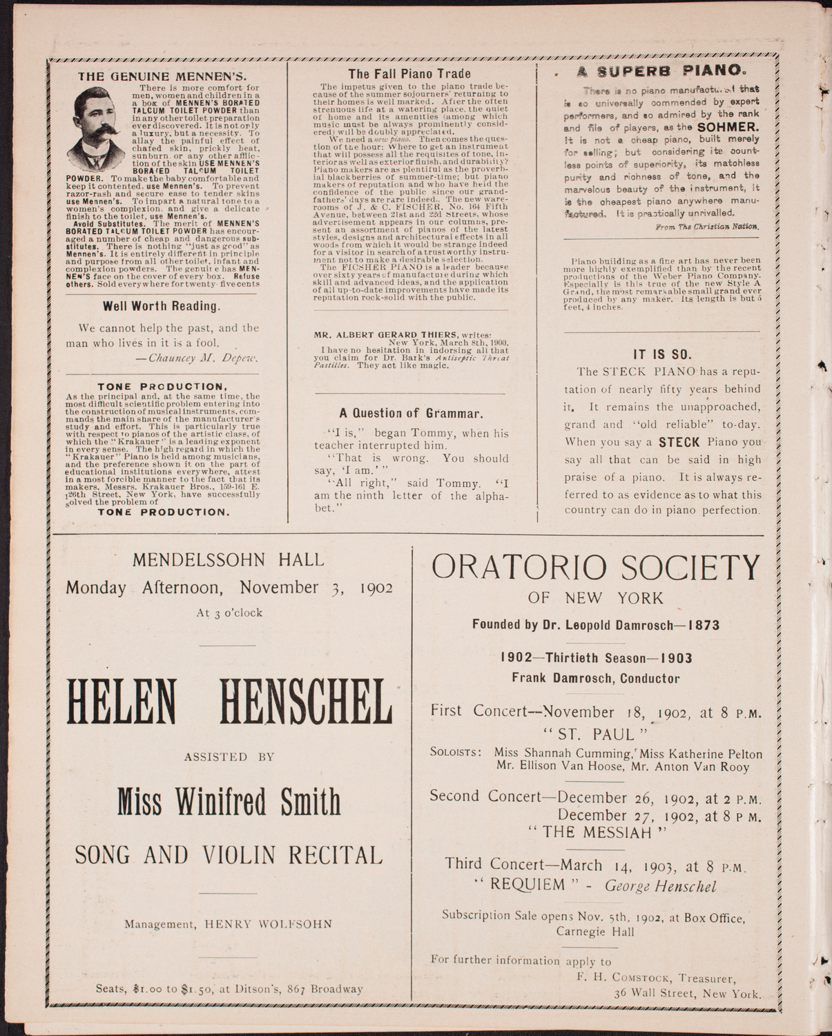 Raoul Pugno with Symphony Orchestra, October 21, 1902, program page 10