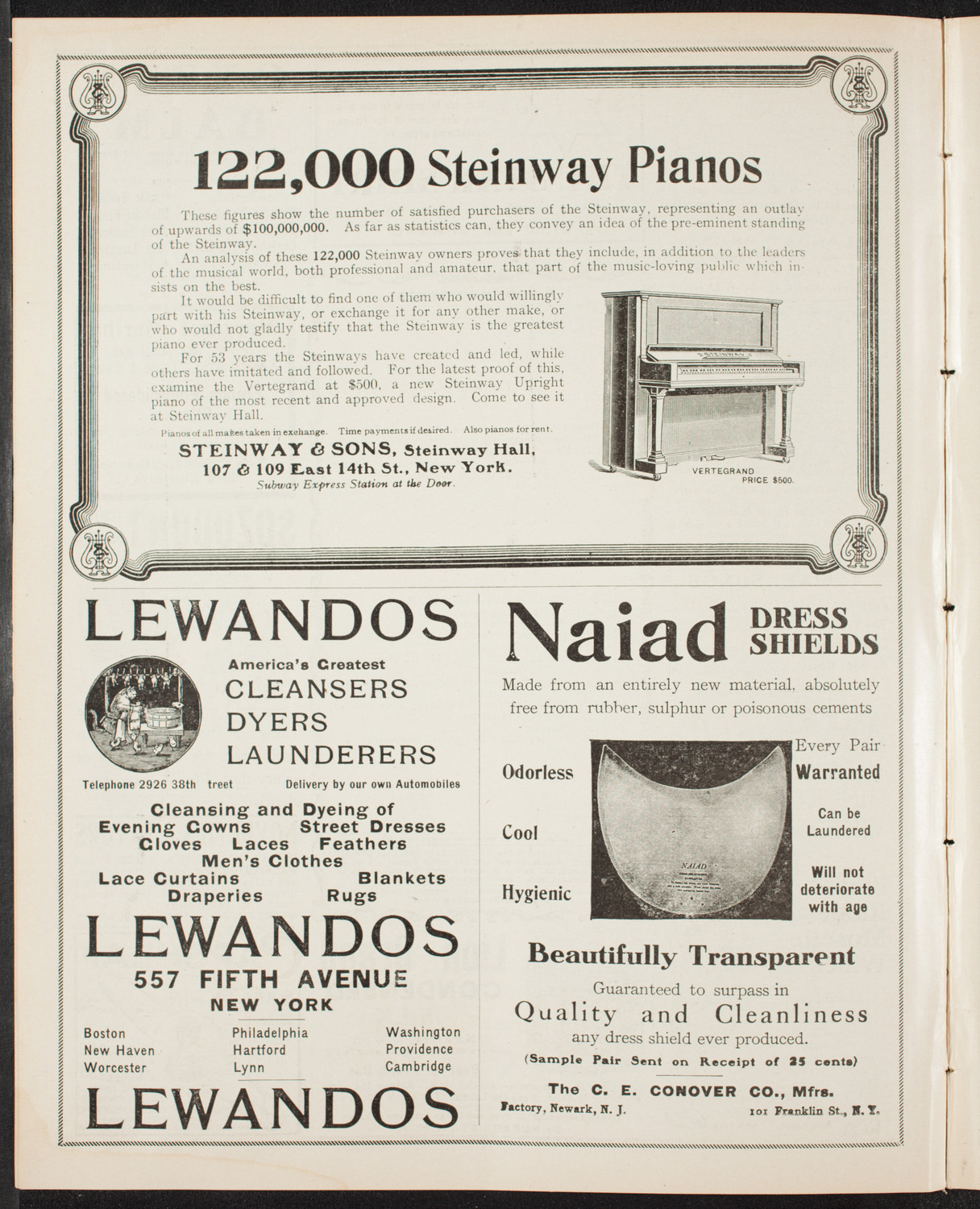 Benefit: Society of St. Vincent de Paul, March 24, 1907, program page 4