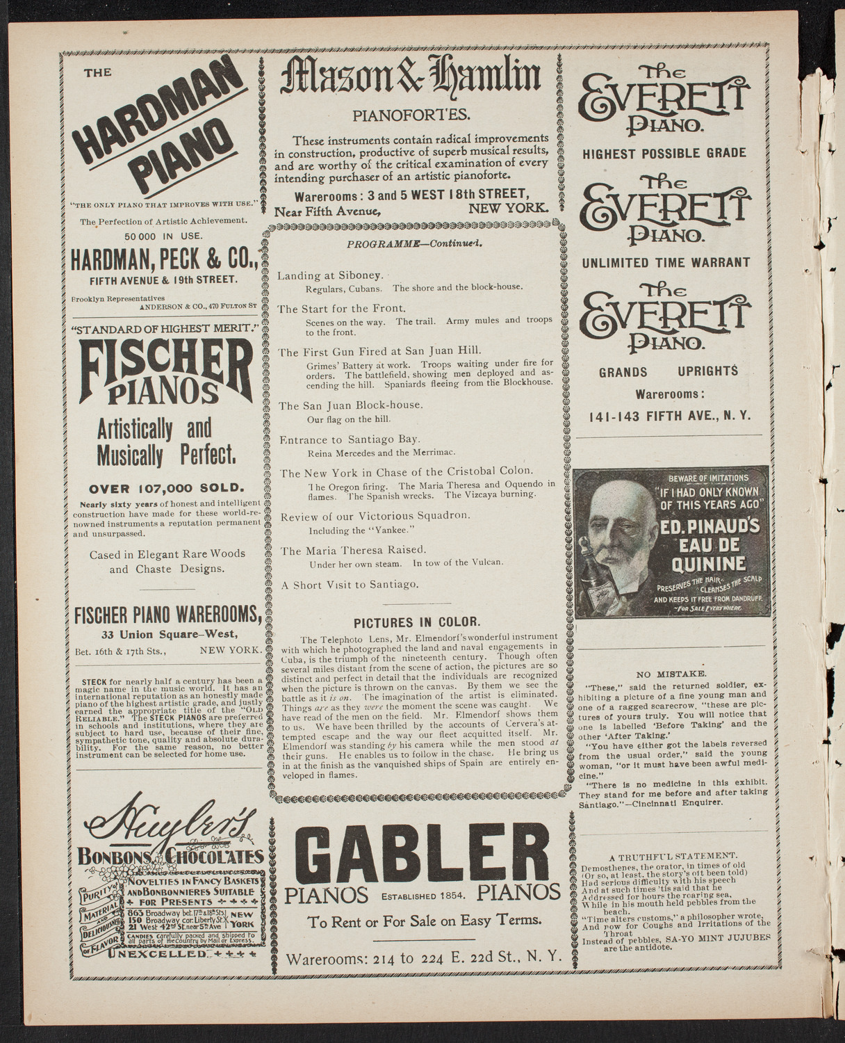 Elmendorf Lecture: The Entire War with Spain in Cuba, April 5, 1899, program page 6