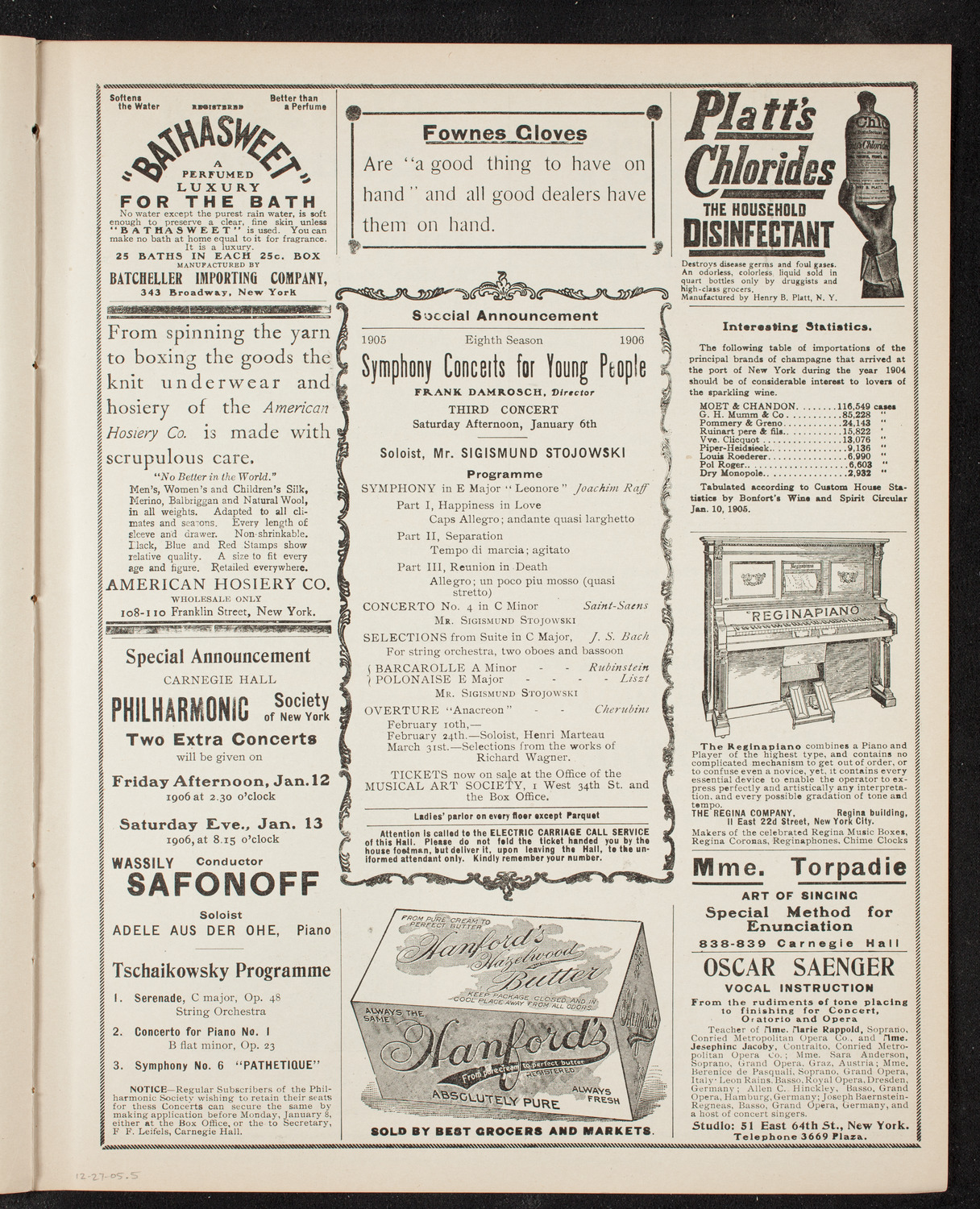 Oratorio Society of New York, December 27, 1905, program page 9