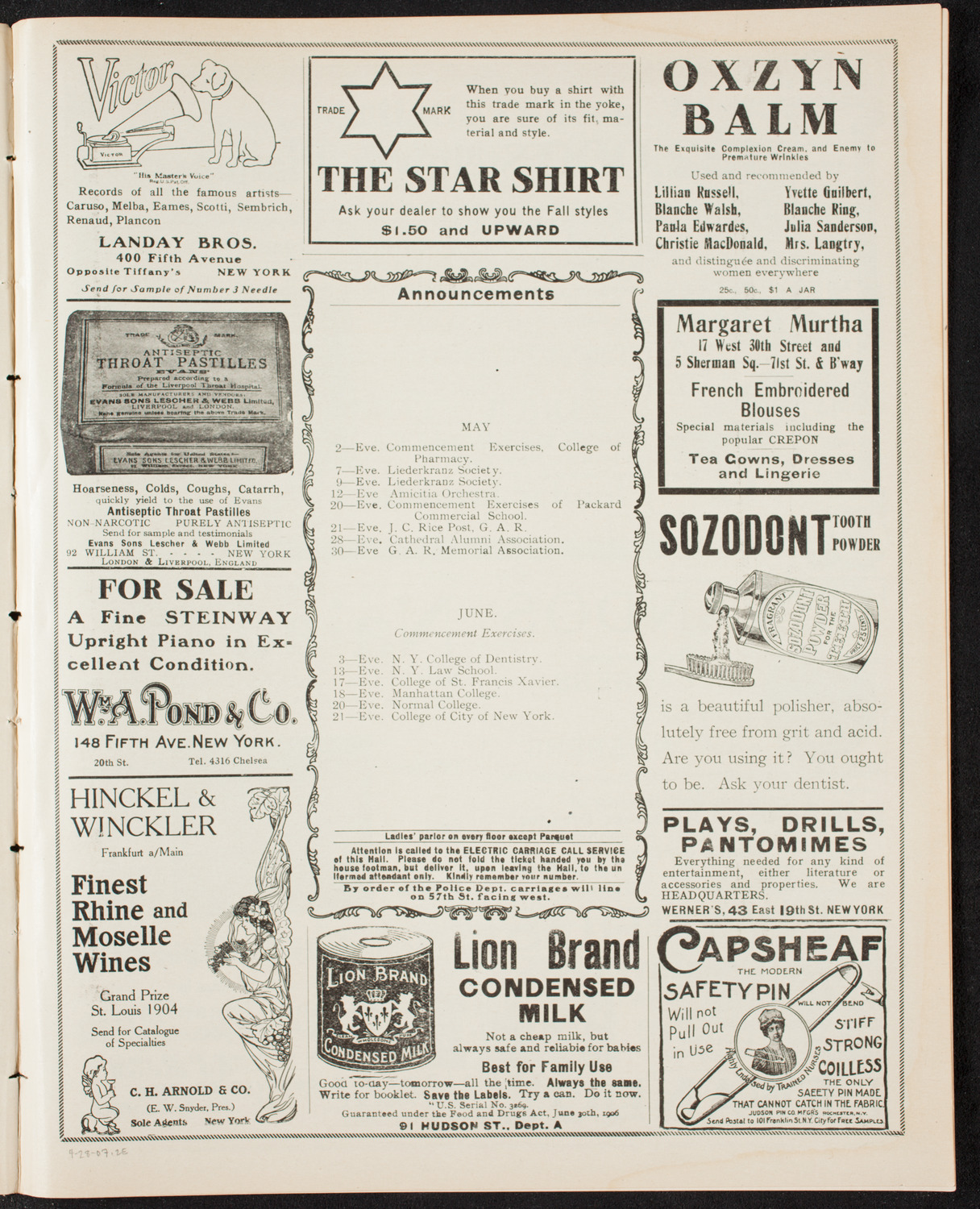 Cathedral School Silver Jubilee Celebration, April 28, 1907, program page 3