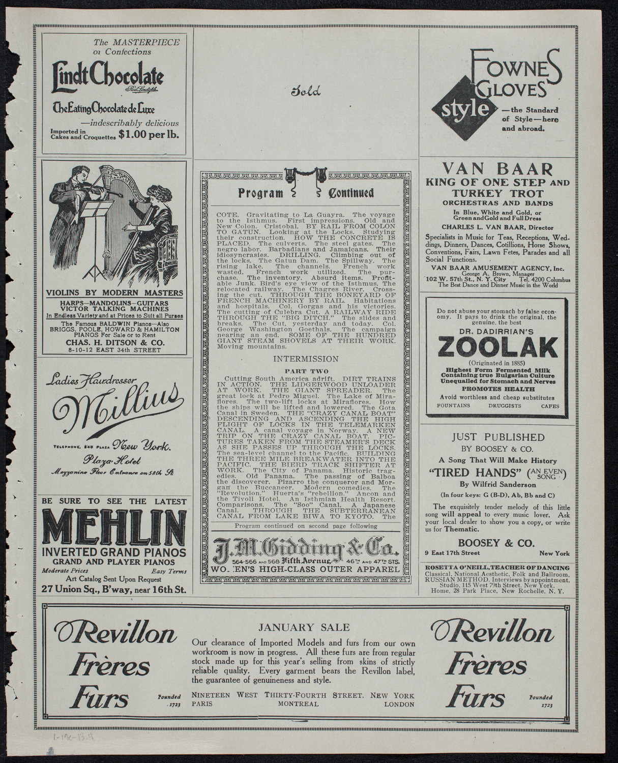 Burton Holmes Travelogue: Panama, January 19, 1913, program page 7