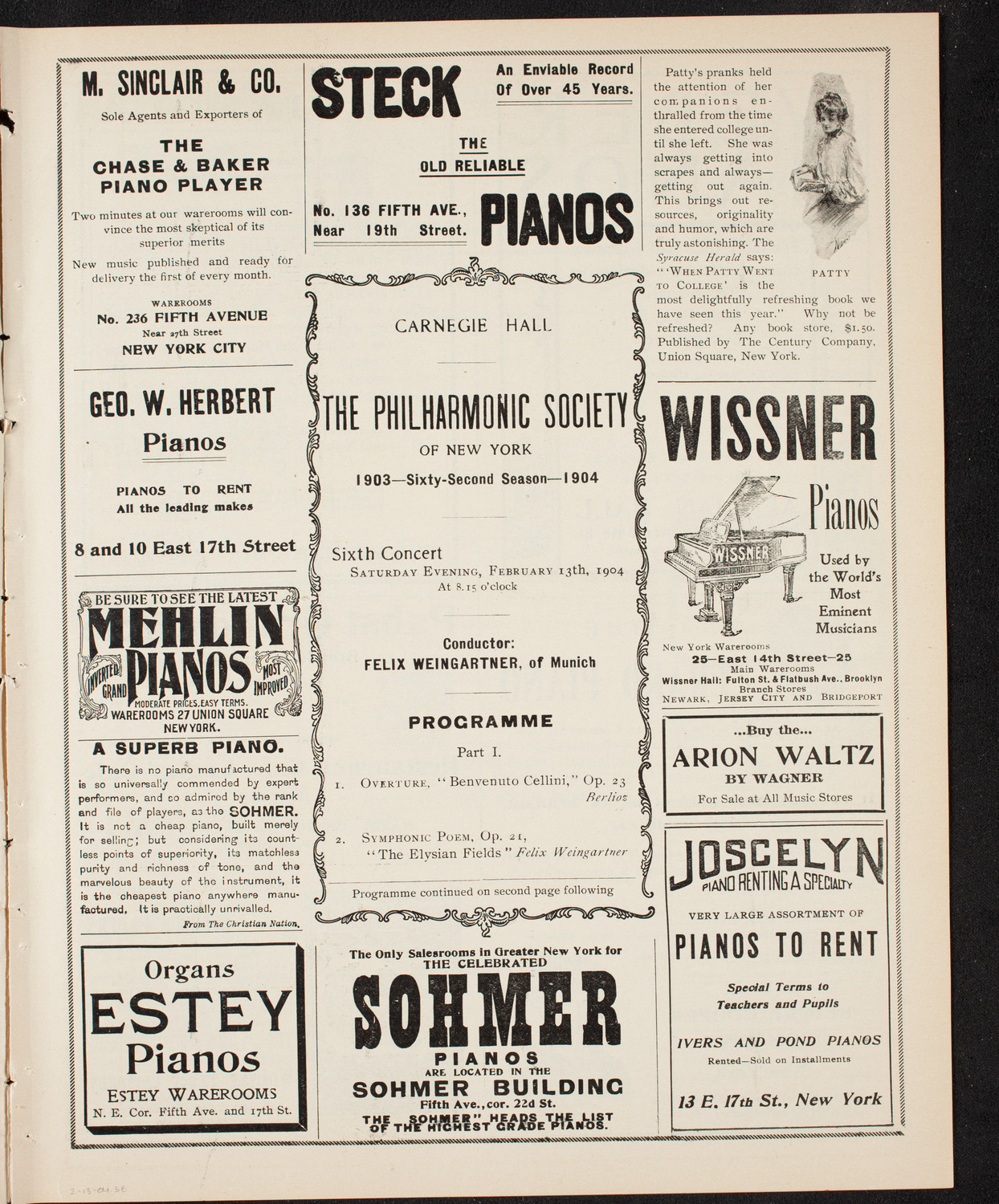 New York Philharmonic, February 13, 1904, program page 5