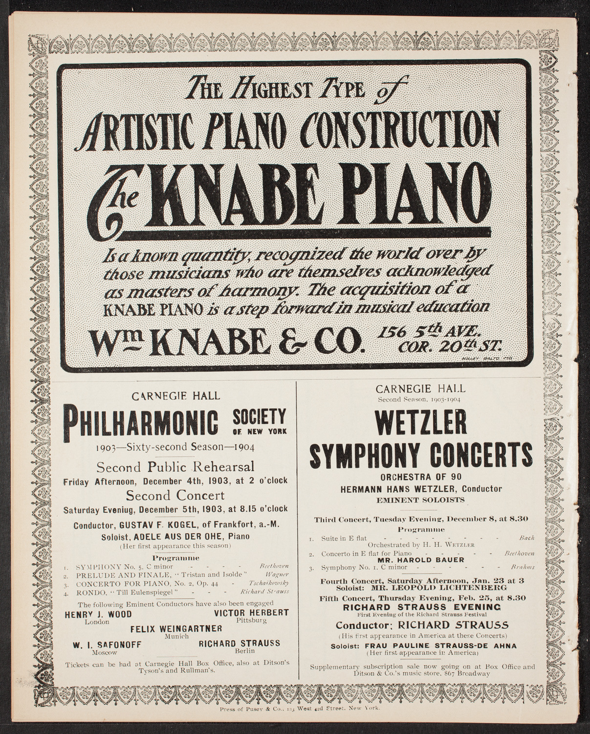 Wetzler Symphony Orchestra, November 21, 1903, program page 12