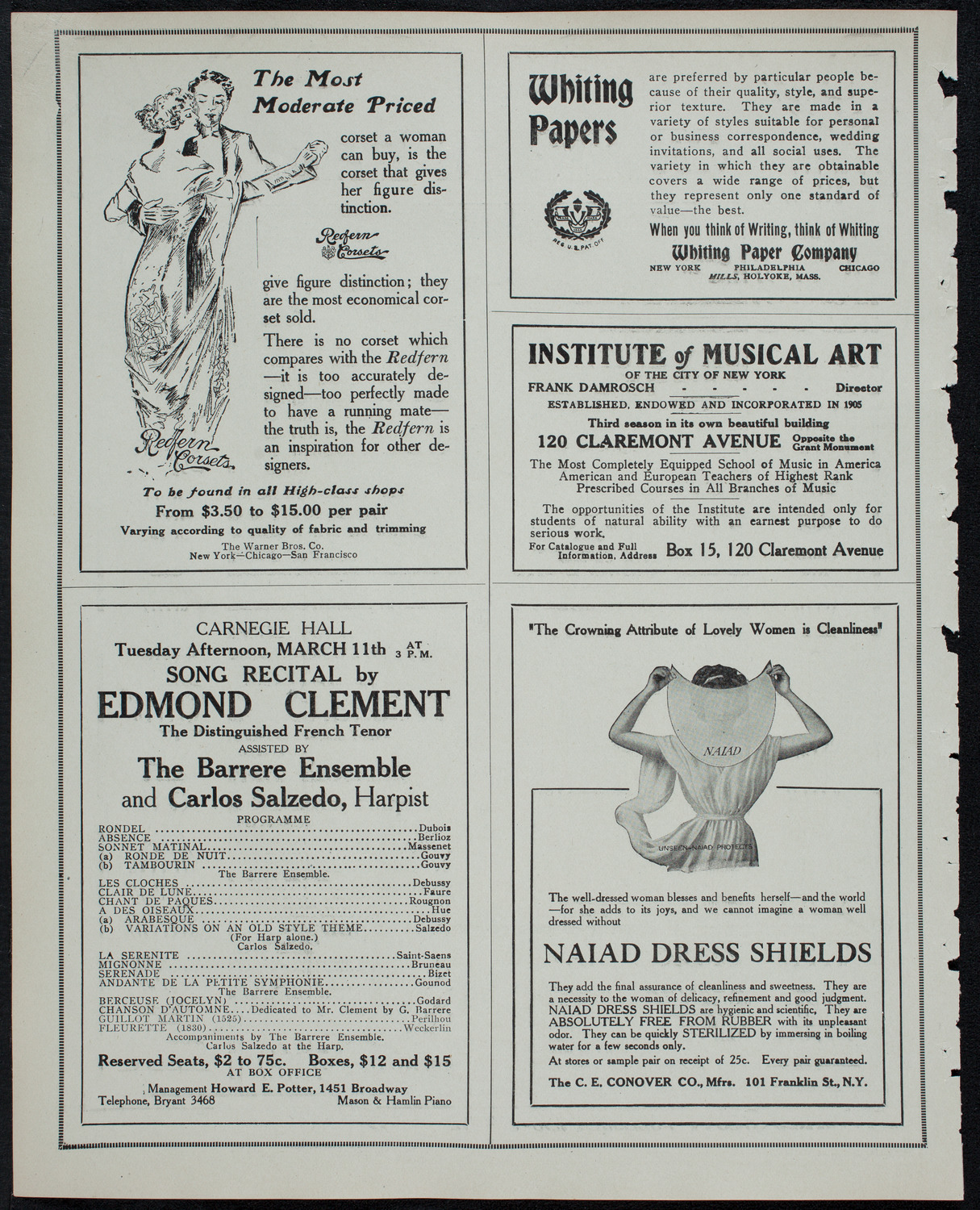 Eugène Ysaÿe, Violin, and Rudolph Ganz, Piano, March 4, 1913, program page 2