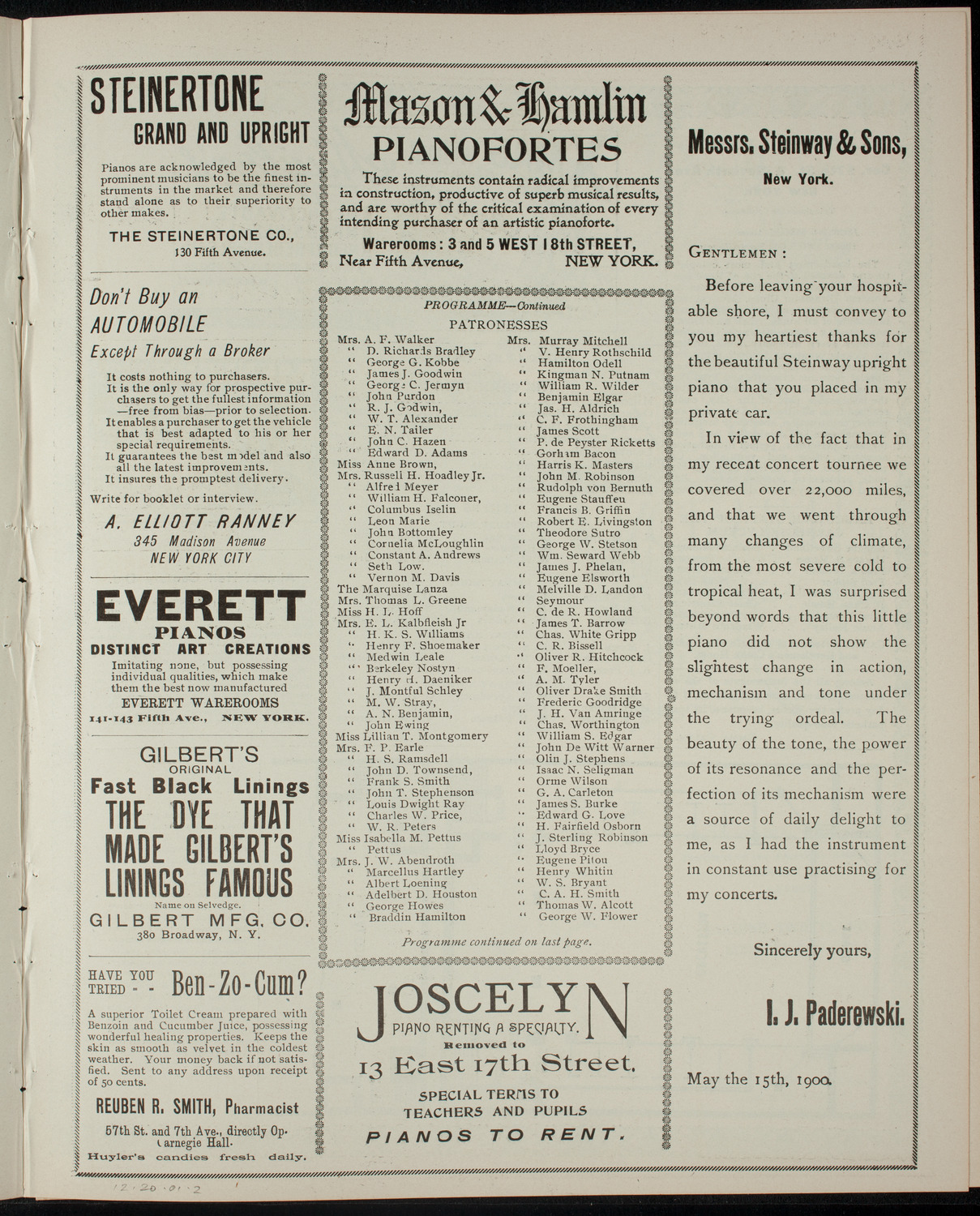 Columbia Sophomore Dramatic Association: The 1904 Sophomore Show, December 19, 1901, program page 3