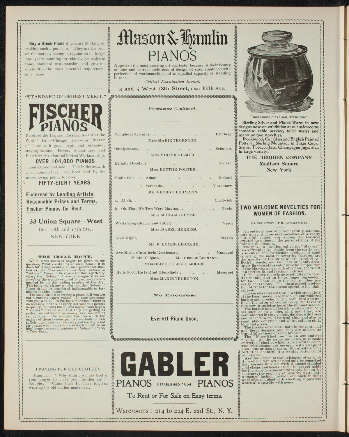 Students of Helene Maigille, May 18, 1898, program page 6