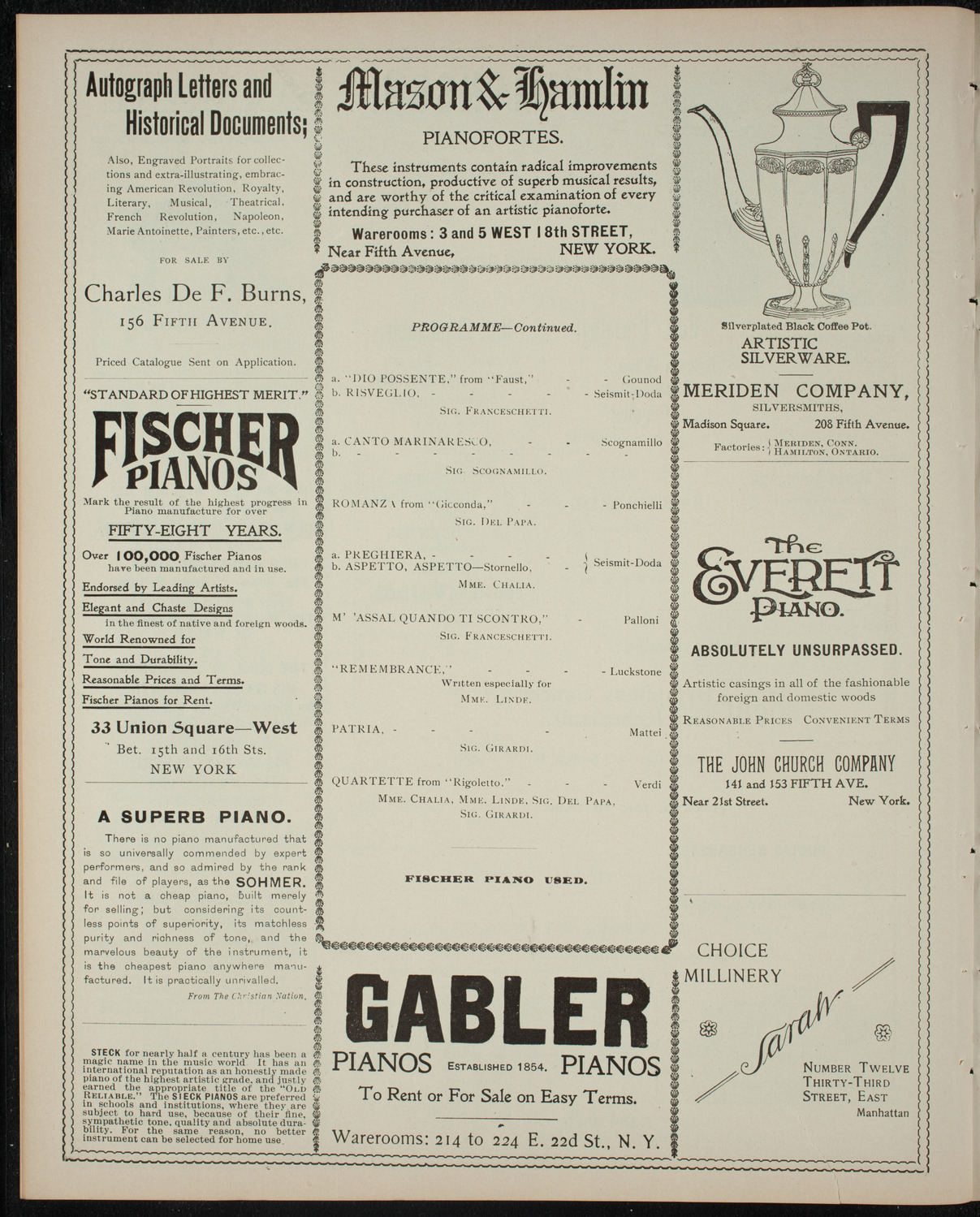 Vittorio Girardi and Others, January 31, 1899, program page 6