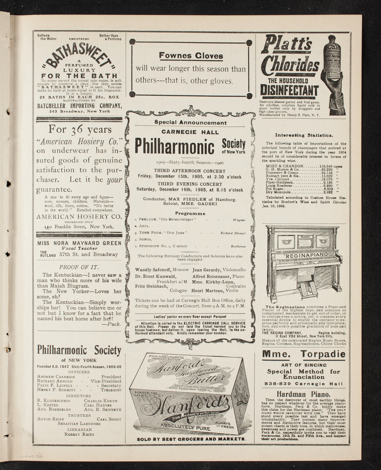 Boston Symphony Orchestra, December 9, 1905, program page 9