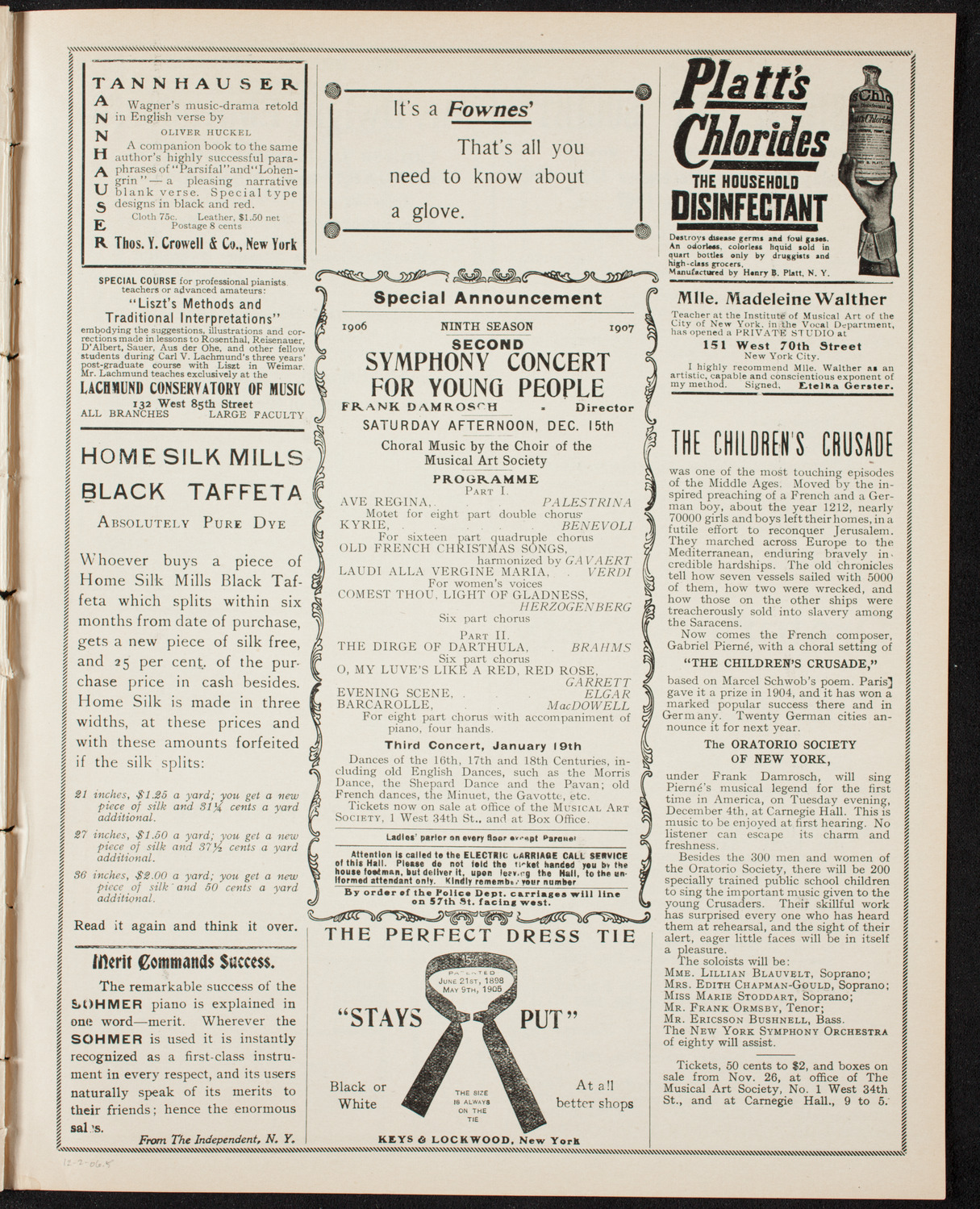 Elmendorf Lecture: Northern Italy, December 2, 1906, program page 9