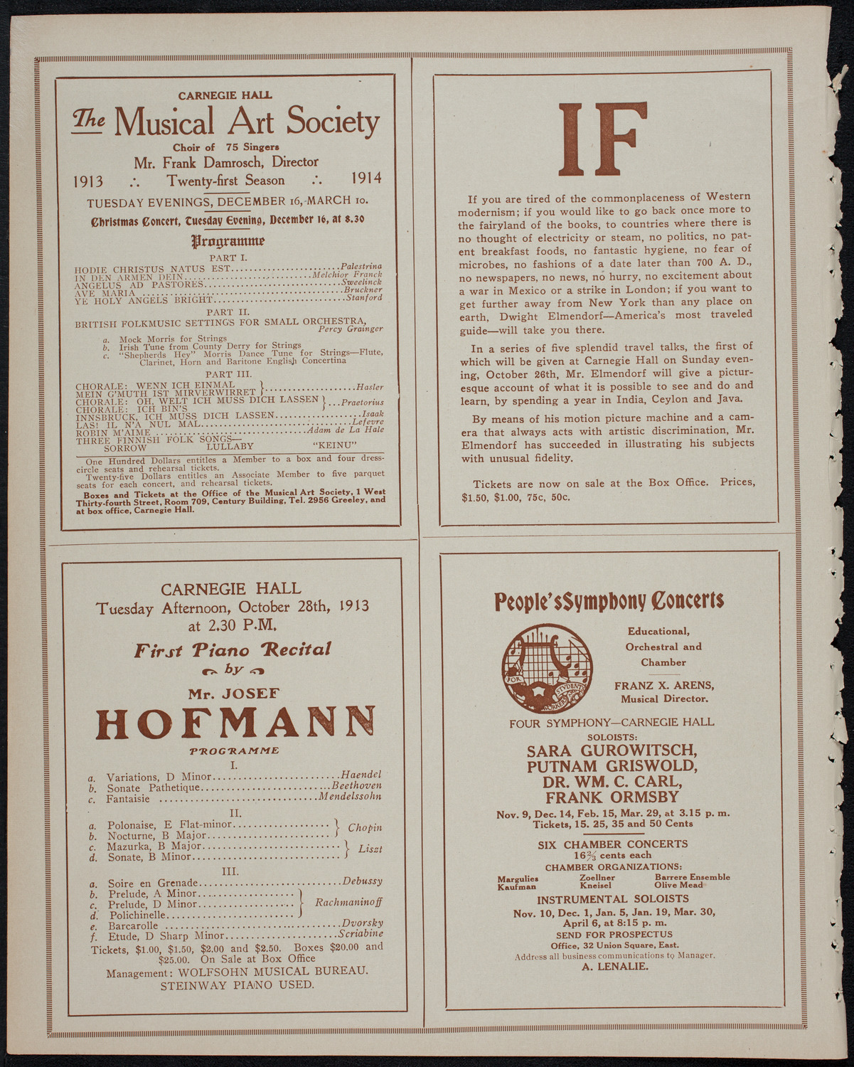 Geraldine Farrar, Soprano, October 25, 1913, program page 8