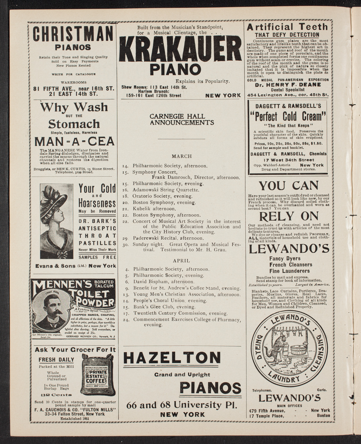 Musical Art Society of New York, March 13, 1902, program page 2