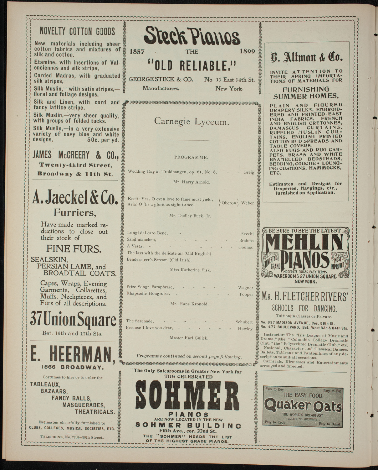 Powers-Arnold Wednesday Morning Musicale, February 1, 1899, program page 4