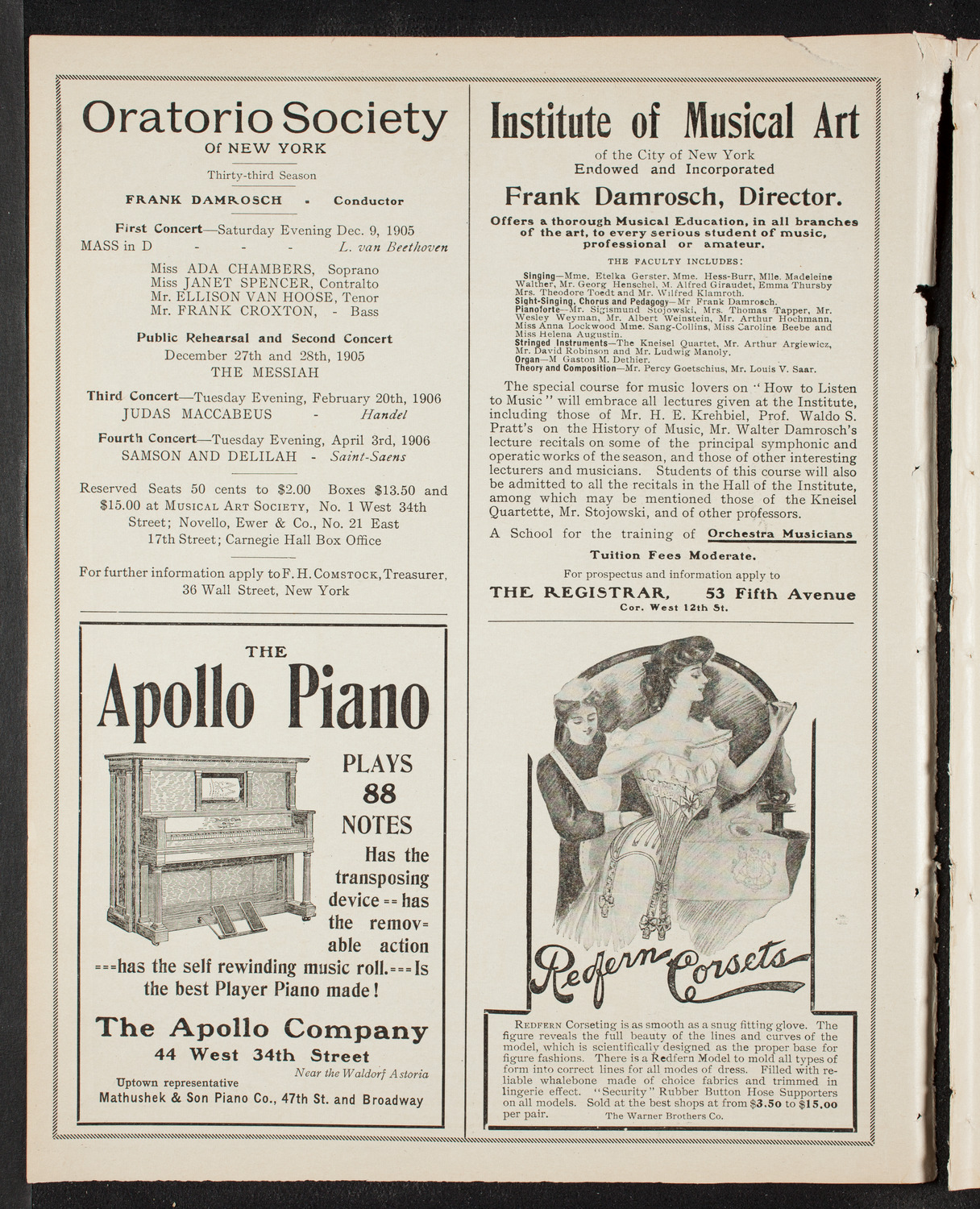 Benefit: German Hospital and Dispensary, December 3, 1905, program page 2