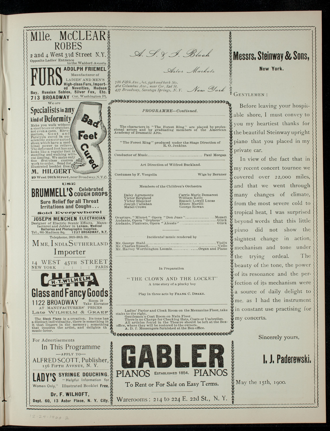 The Children's Theatre, December 24, 1900, program page 3