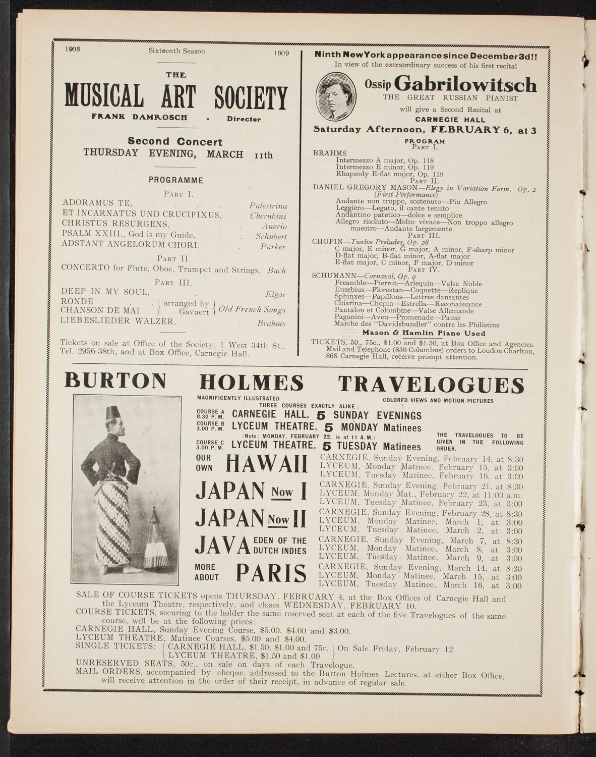 New York Symphony Orchestra: Mendelssohn Centennial Festival, January 31, 1909, program page 10
