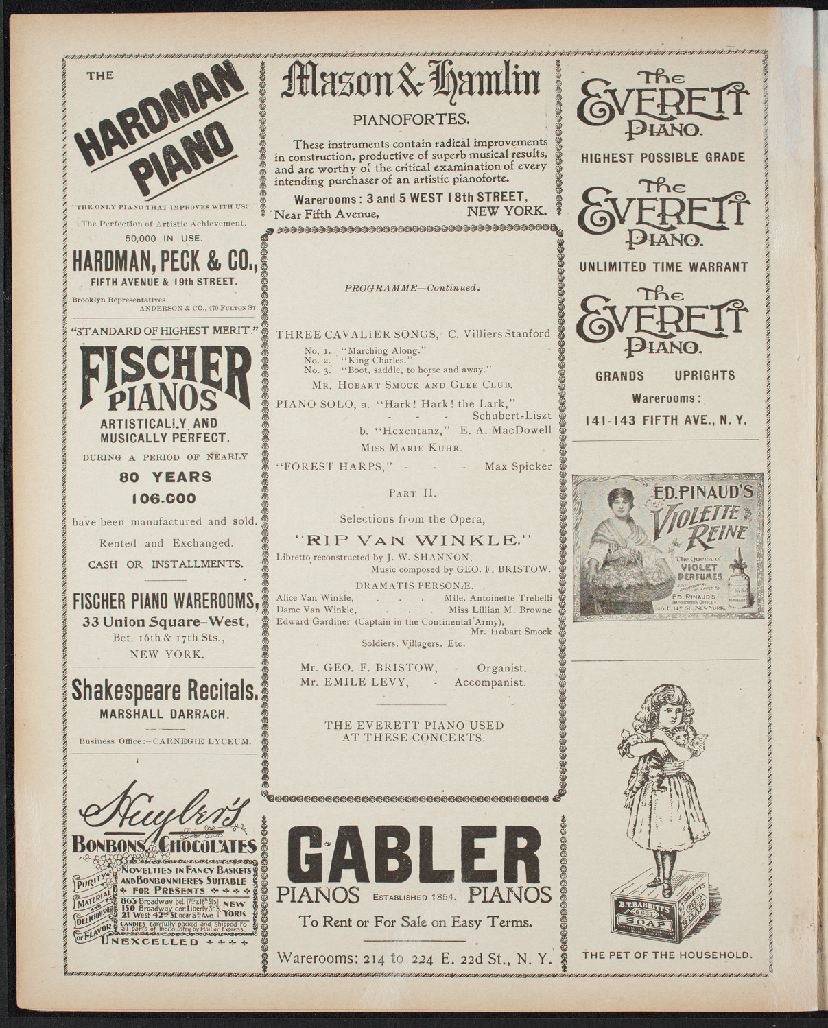 New York Banks' Glee Club, December 9, 1898, program page 6