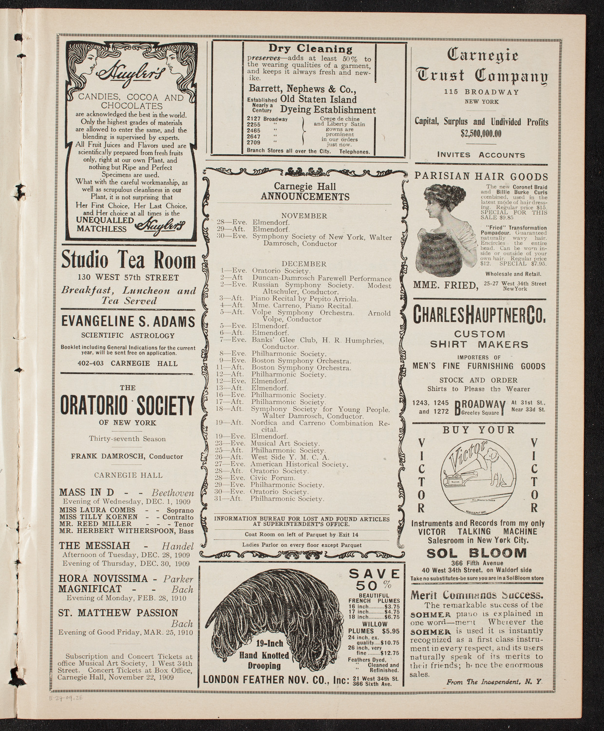 Benefit: St. Mark's Hospital, November 27, 1909, program page 3