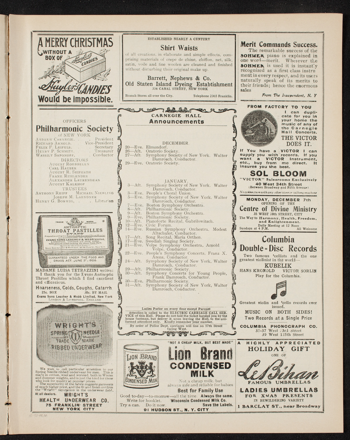 New York Festival Chorus and Orchestra, December 20, 1908, program page 3