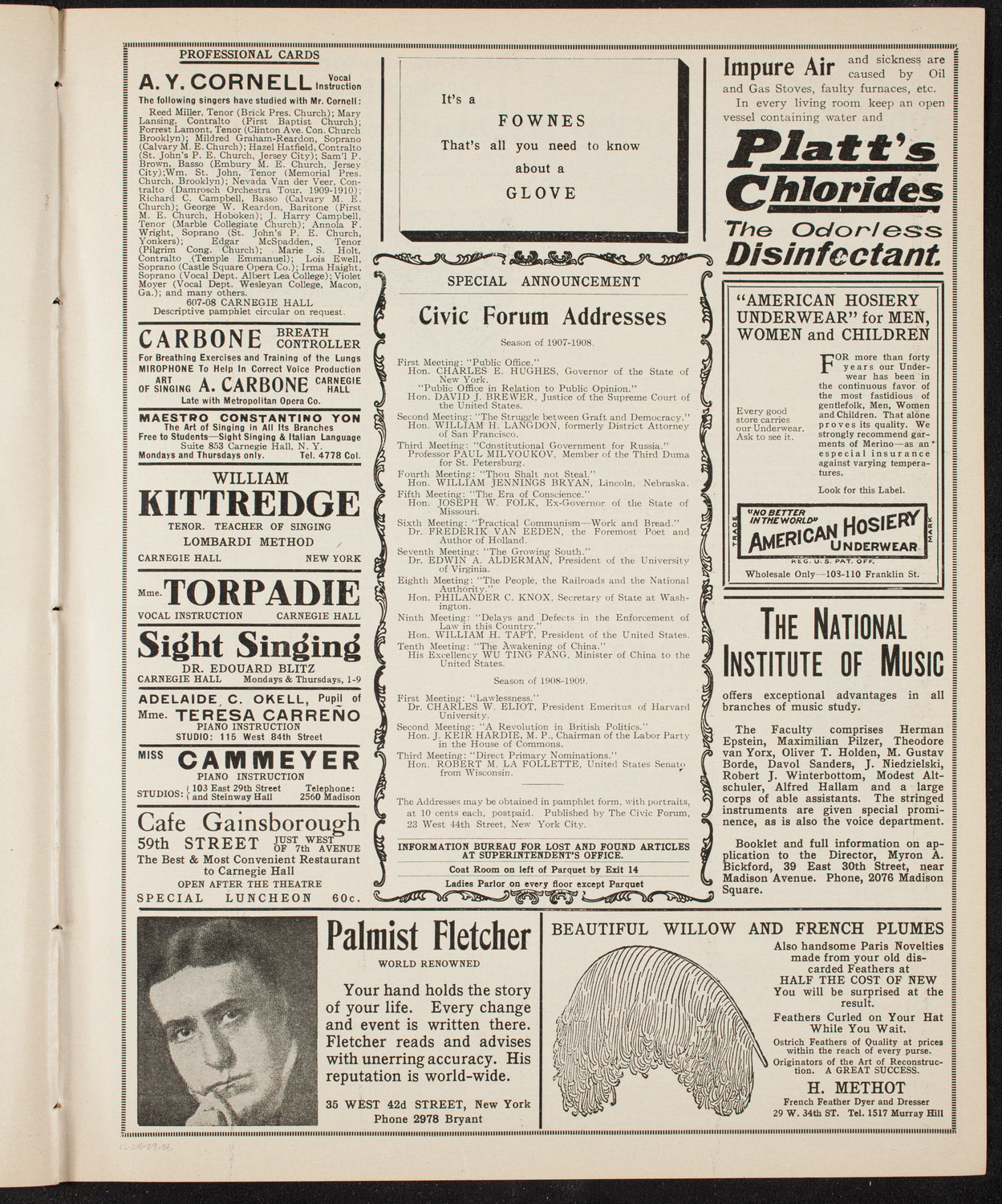 The Civic Forum, December 28, 1909, program page 9