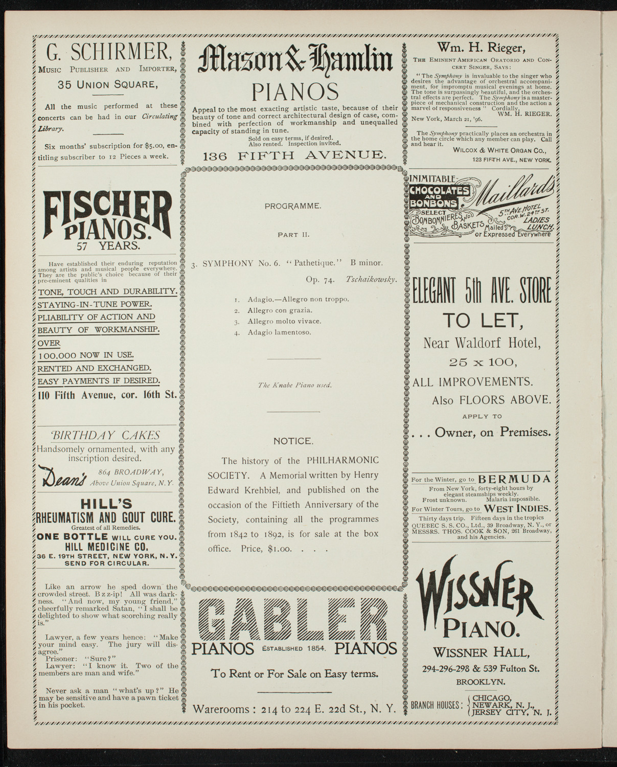 New York Philharmonic, January 8, 1897, program page 6