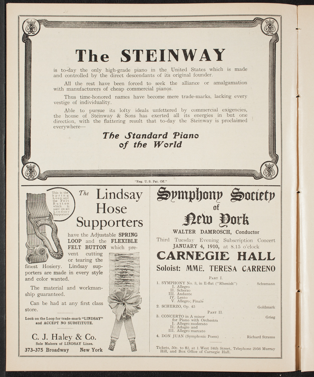 Russian Symphony Society of New York, January 1, 1910, program page 4