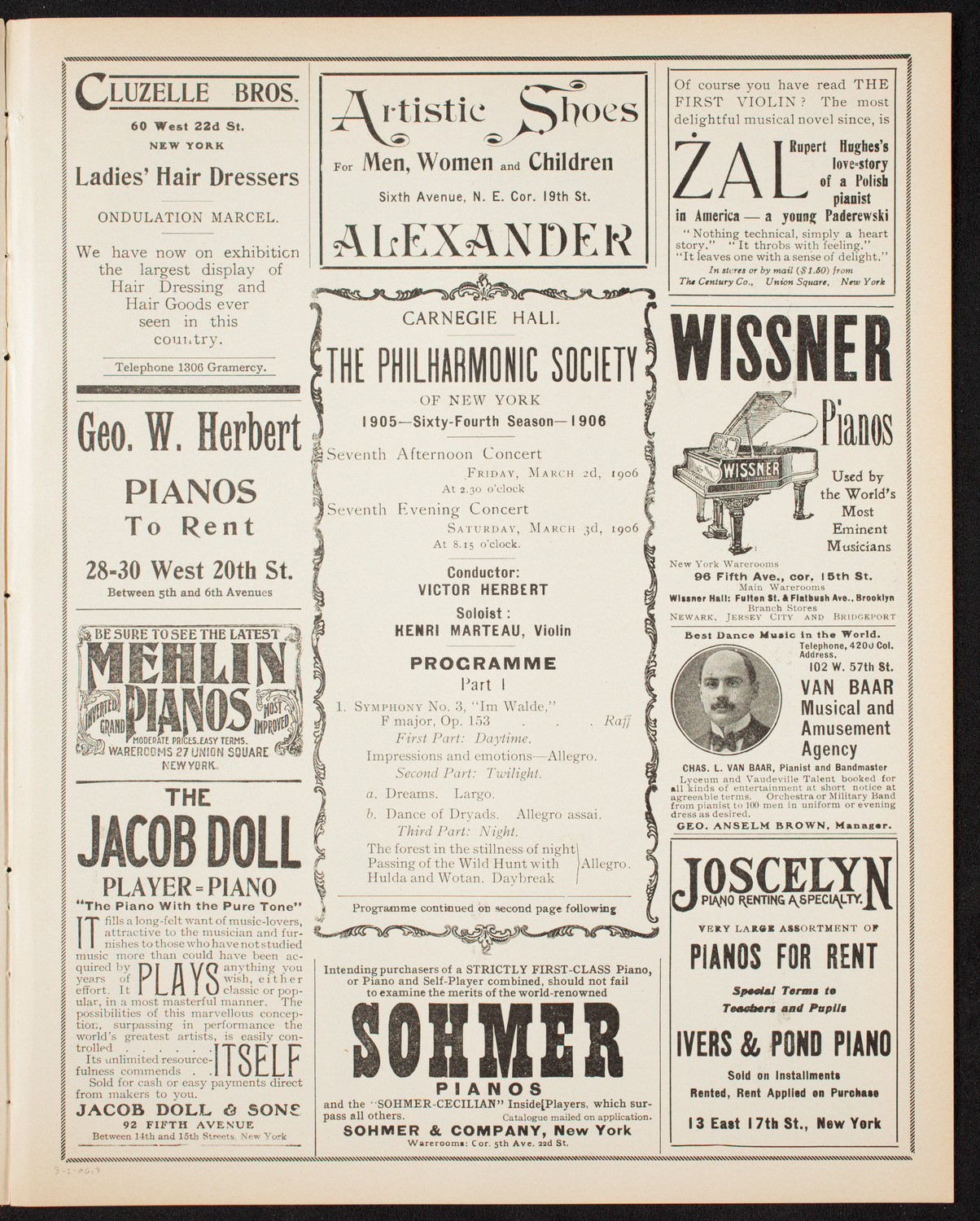 New York Philharmonic, March 2, 1906, program page 5