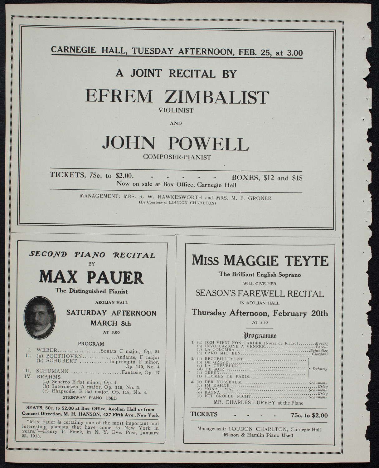 Volpe Symphony Society of New York, February 18, 1913, program page 10