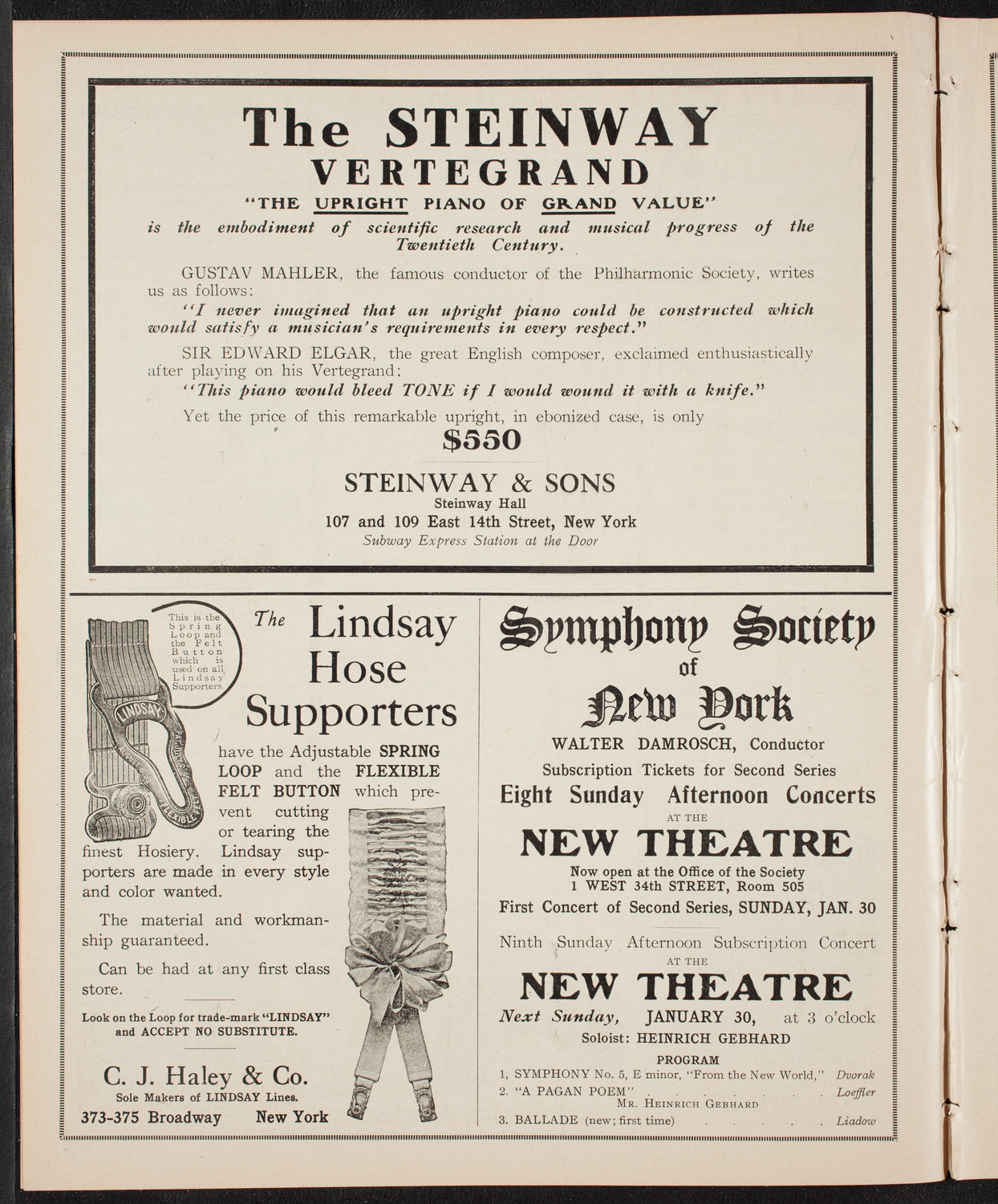 Maud Allan with The Russian Symphony Orchestra, January 29, 1910, program page 4