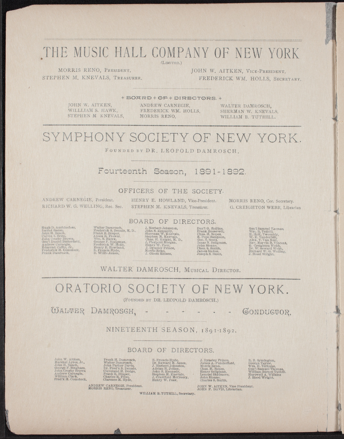 Urania Scientific Theatre, April 20, 1892, program page 2