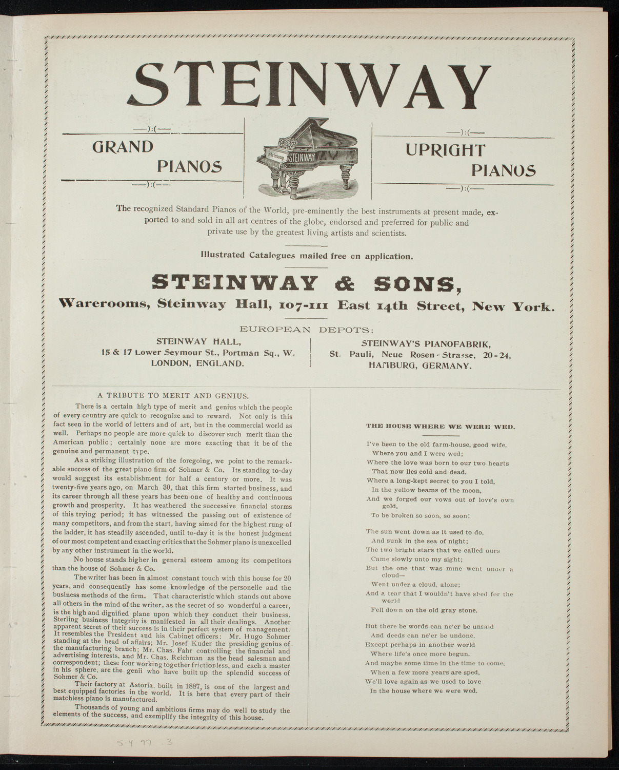 Graduation: New York University Medical Department, May 4, 1897, program page 5