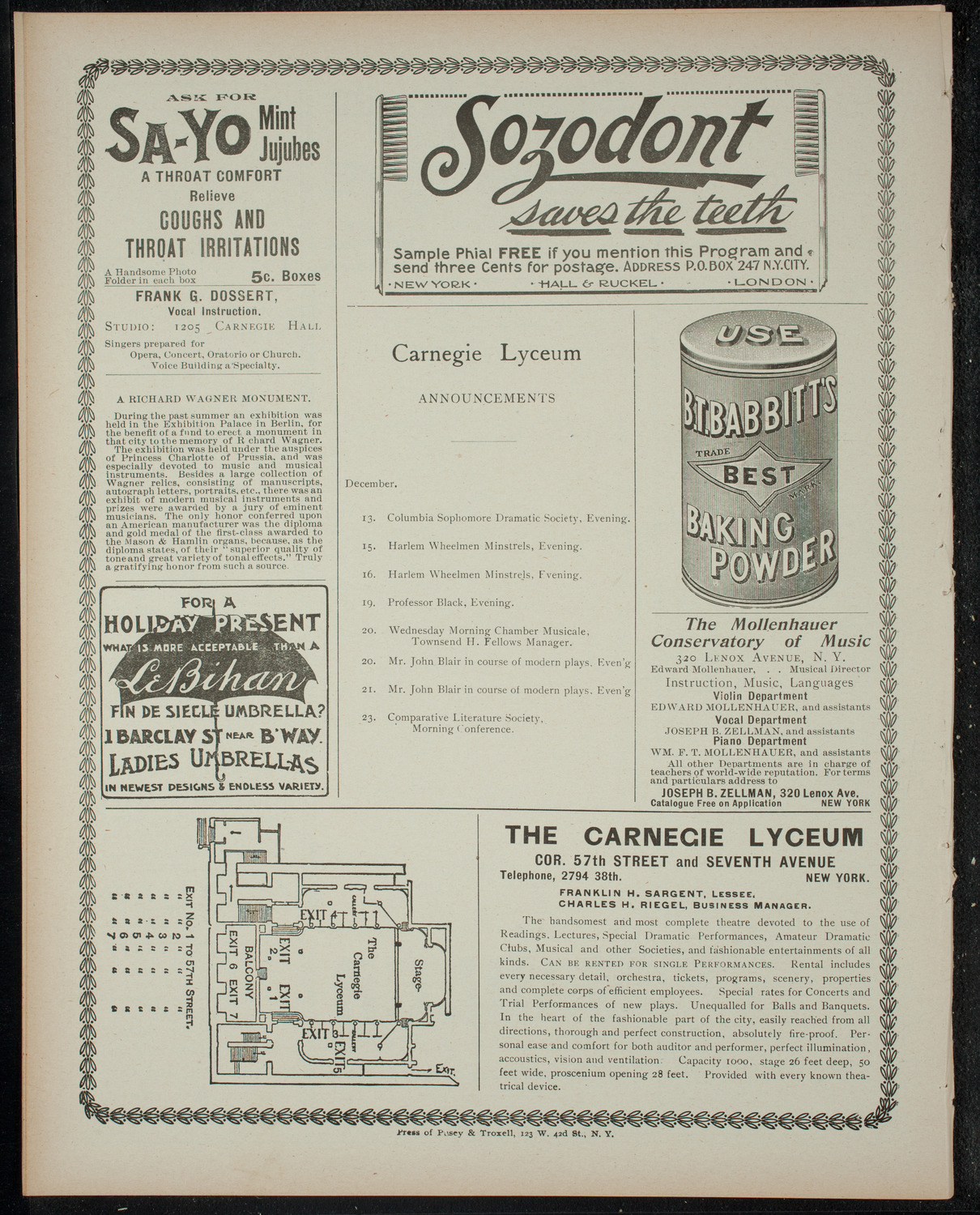 The Sophomore Class (1902) of Columbia University, December 13, 1899, program page 6