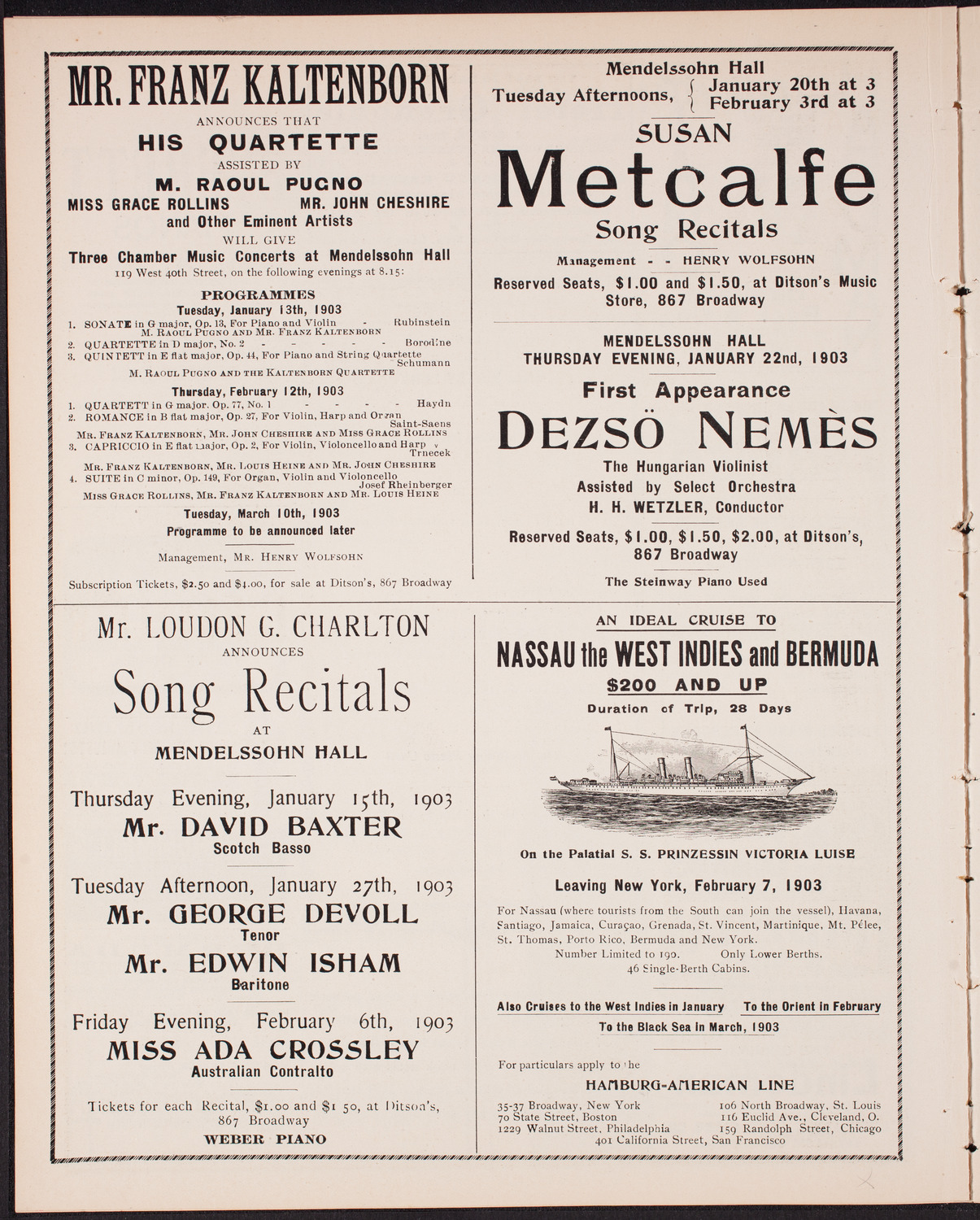 New York Philharmonic, January 10, 1903, program page 8