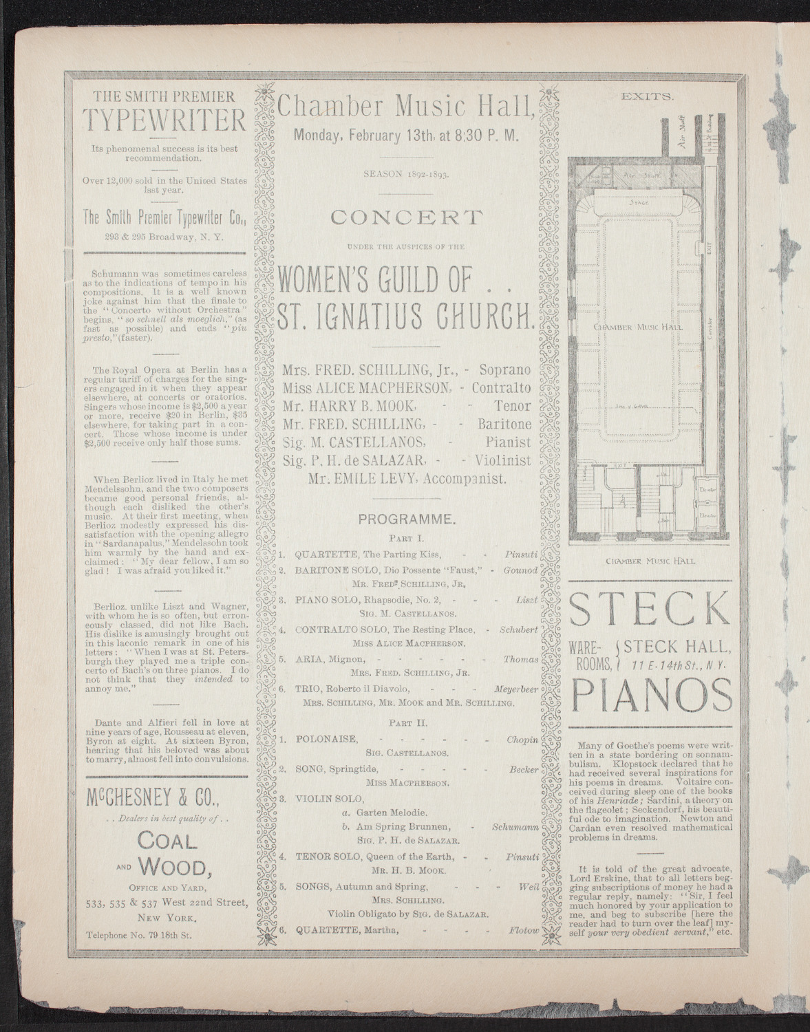 Concert: Women's Guild of St. Ignatius Church, February 13, 1893, program page 2