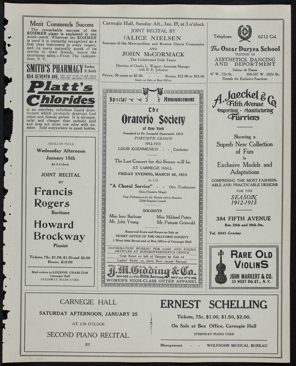 Boston Symphony Orchestra, January 9, 1913, program page 9