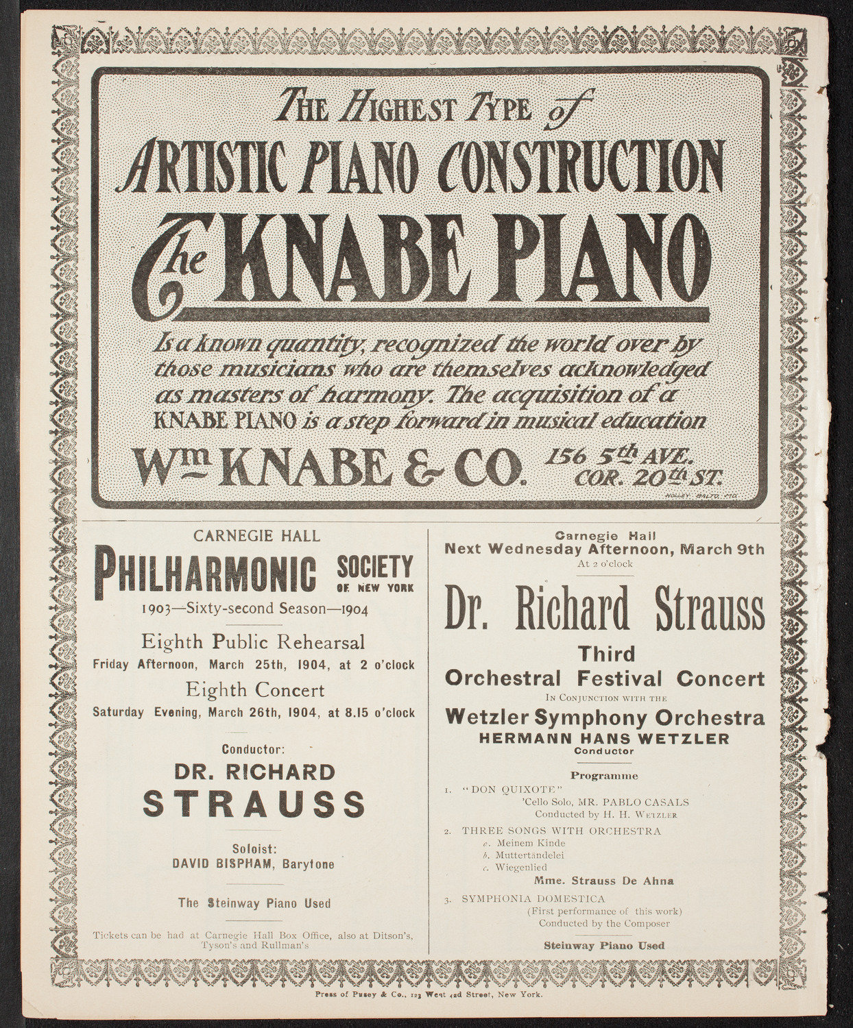 New York Philharmonic, March 5, 1904, program page 12