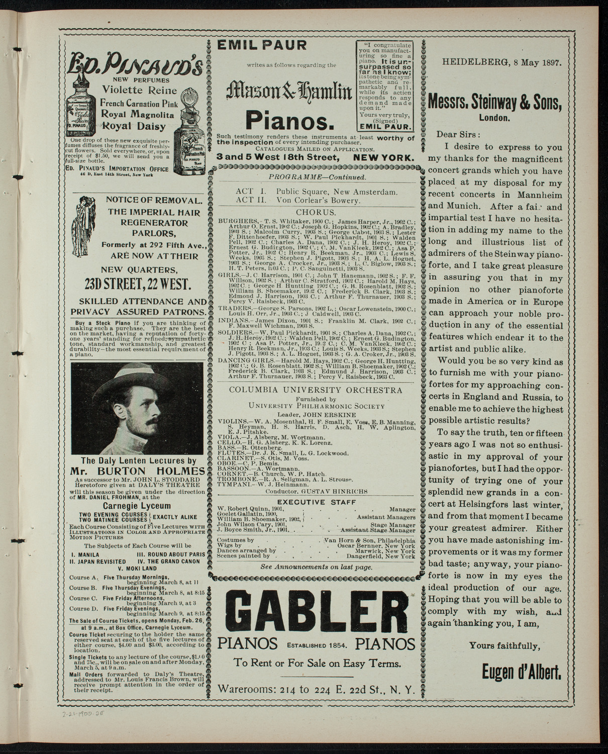 Columbia University Musical Society, February 21, 1900, program page 3