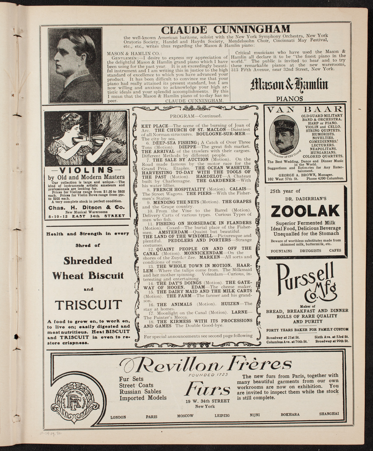 Lecture by R.G. Knowles, October 24, 1909, program page 7